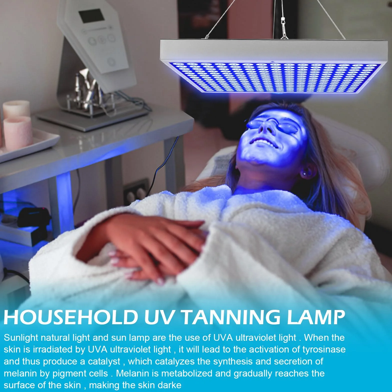 Solarium para el Hogar 45W 225 Luces LED Bronceador Facial Portátil con Soporte Plegable y Gafas de Protección