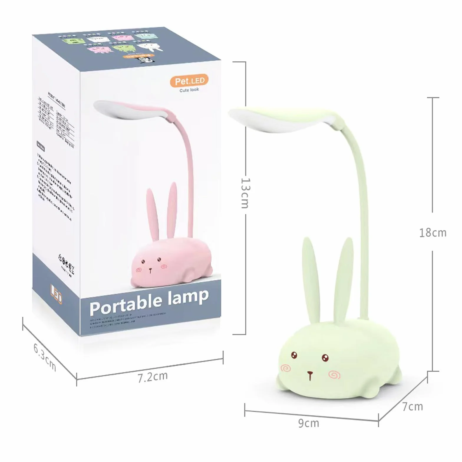 Lámpara LED de escritorio recargable por USB, mini luz nocturna de gato plegable, luz de mesa portátil rosa