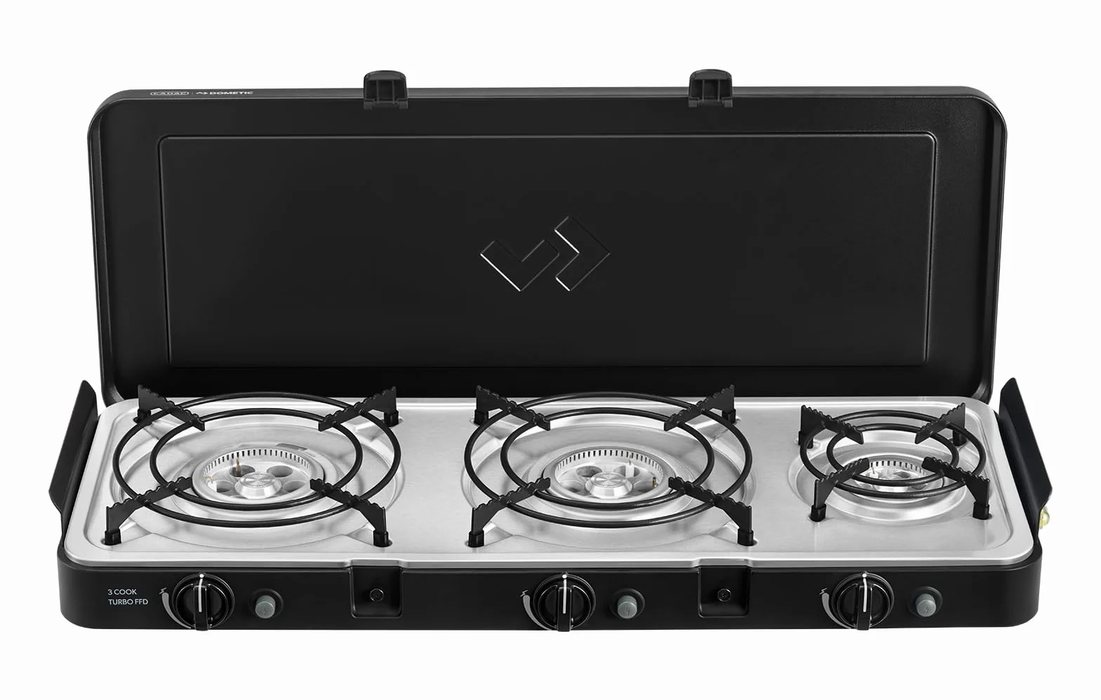 CADAC - 3 Cook Turbo FFD Deluxe - 50mBar - Barbacoas portátiles - Superficie de cocción de acero inoxidable - Incluye funda protectora - Camping - Barbacoa imprescindible