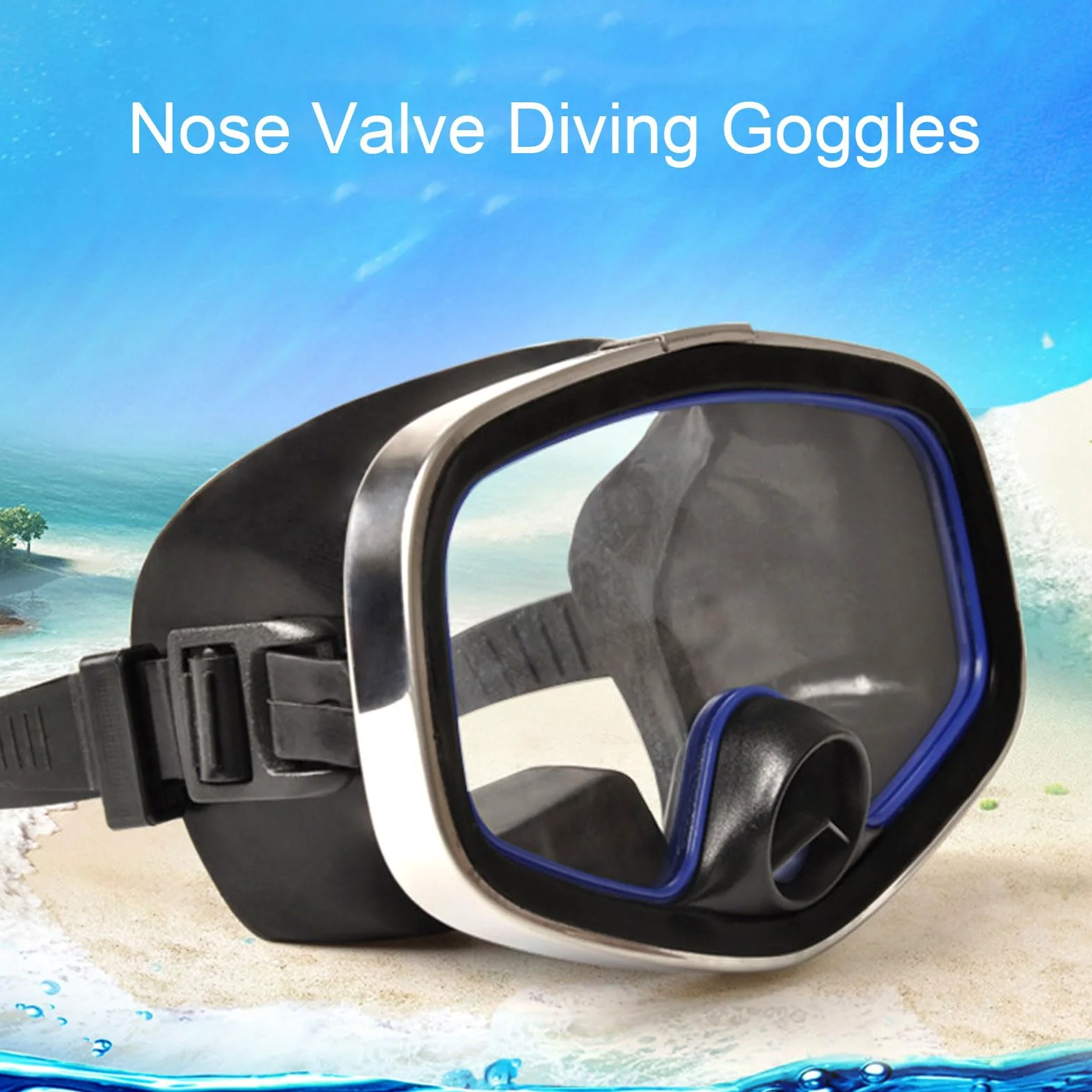 Máscara de Buceo Ovalada, Gafas de Buceo, Visibilidad Clara, Ovaladas, HD, Antivaho, Gafas de Buceo, Diseño de Válvula de Nariz, Vidrio Templado, Lente única, Gafas de Snorkel