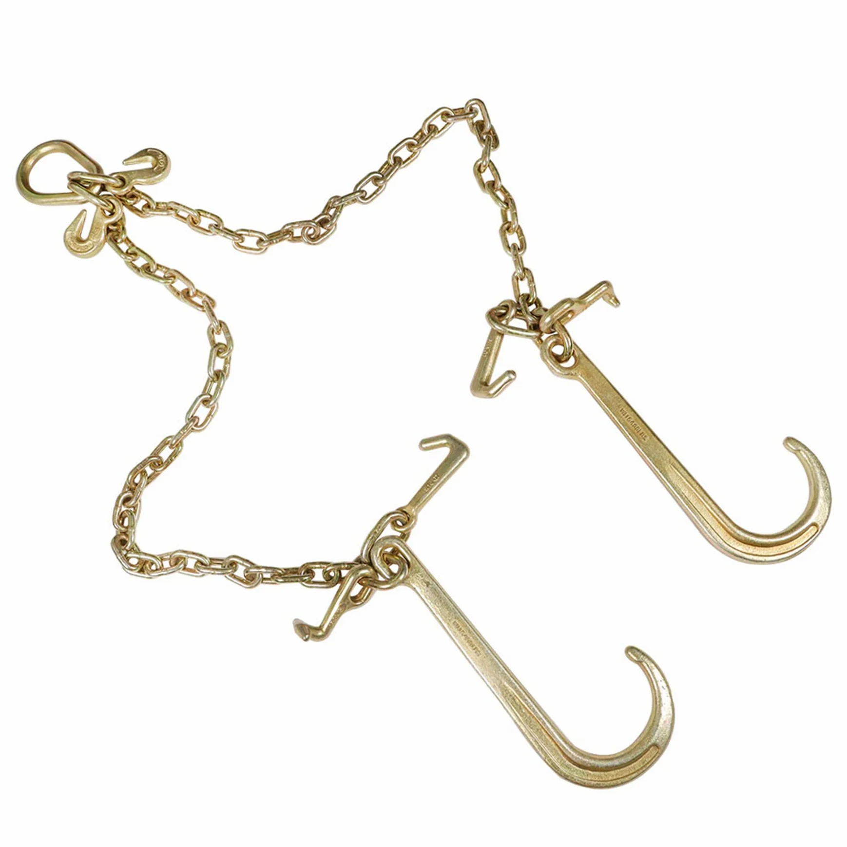 munirater Brida de cadena en V de 5/16 pulgadas x 3 pies grado 70 con ganchos en J de vástago grande de 15 pulgadas, accesorios de cadena de camión de remolque, remolque plano