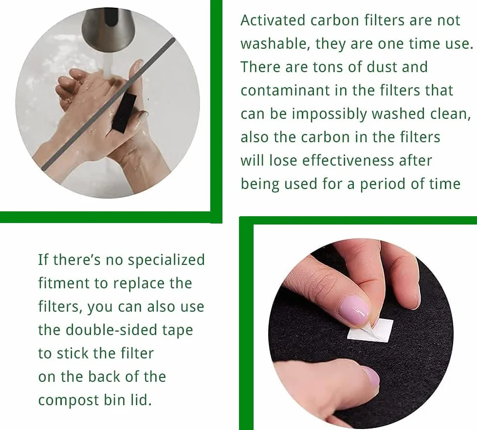 Filtros de carbón activado compatibles con Joseph Food Waste Caddy, reemplazables, rectangulares, eliminan el olor