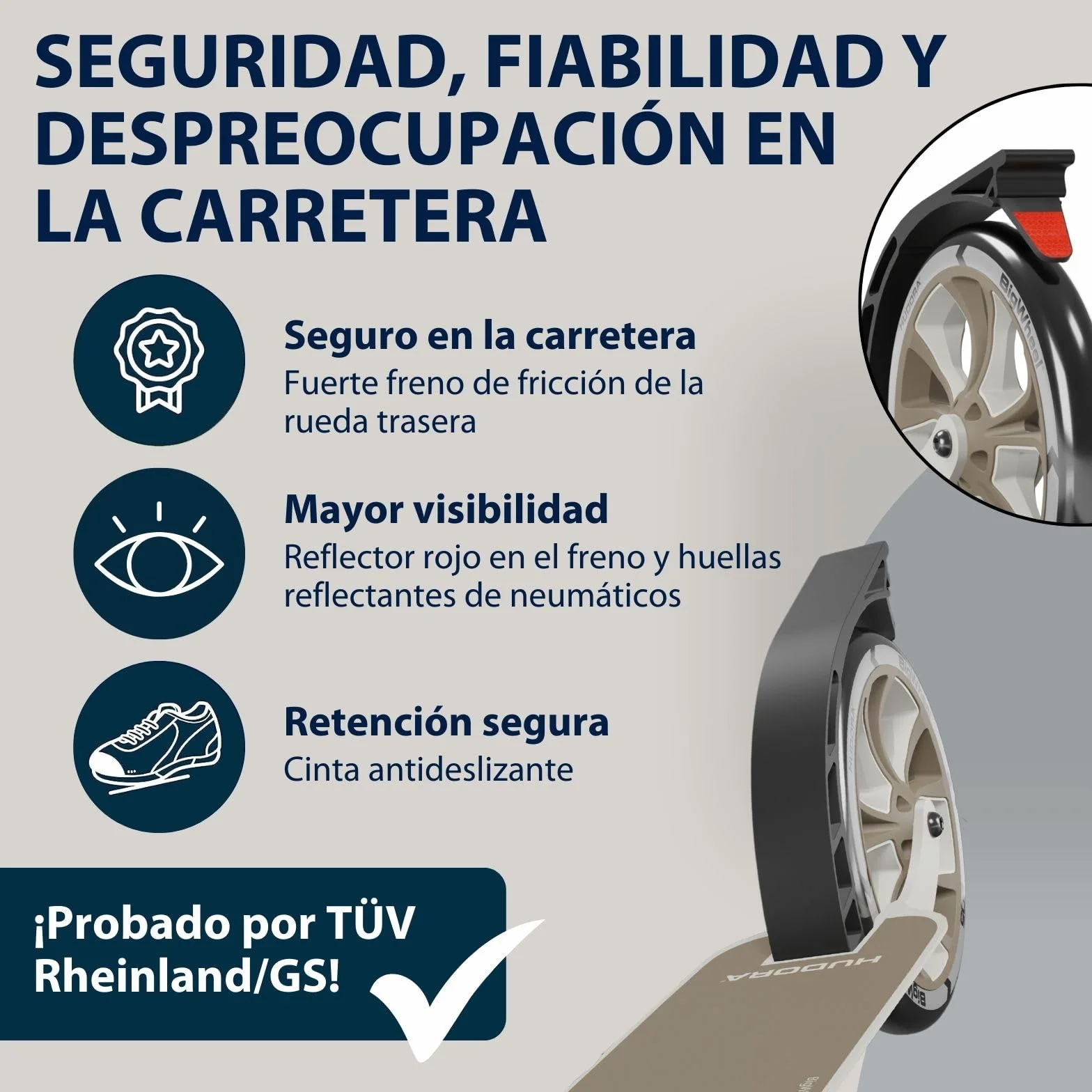 HUDORA BigWheel 205 Advanced Scooter - Patinete de Aluminio cómodo para hasta 100 kg - Patinete Plegable y Ajustable en Altura - Scooter para niños/Adolescentes y Adultos