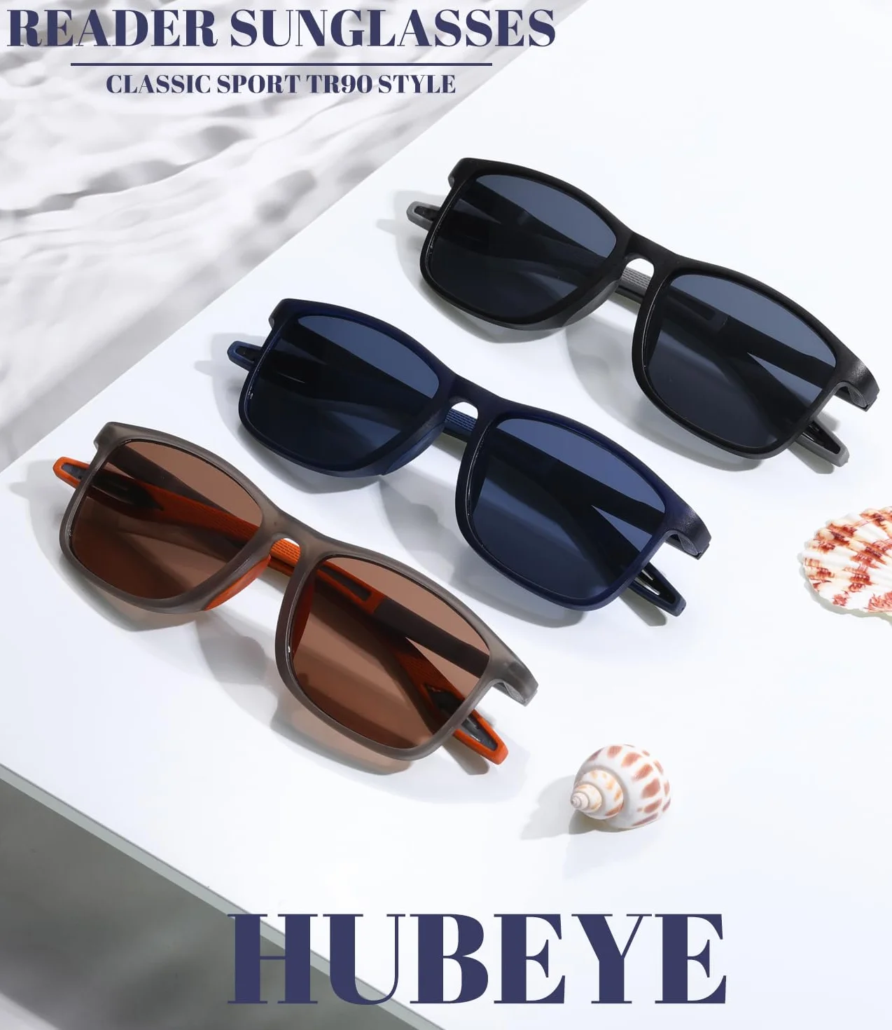 Hubeye Gafas de lectura deportivas ultraligeras anti luz azul 2.50 Negro Naranja Azul