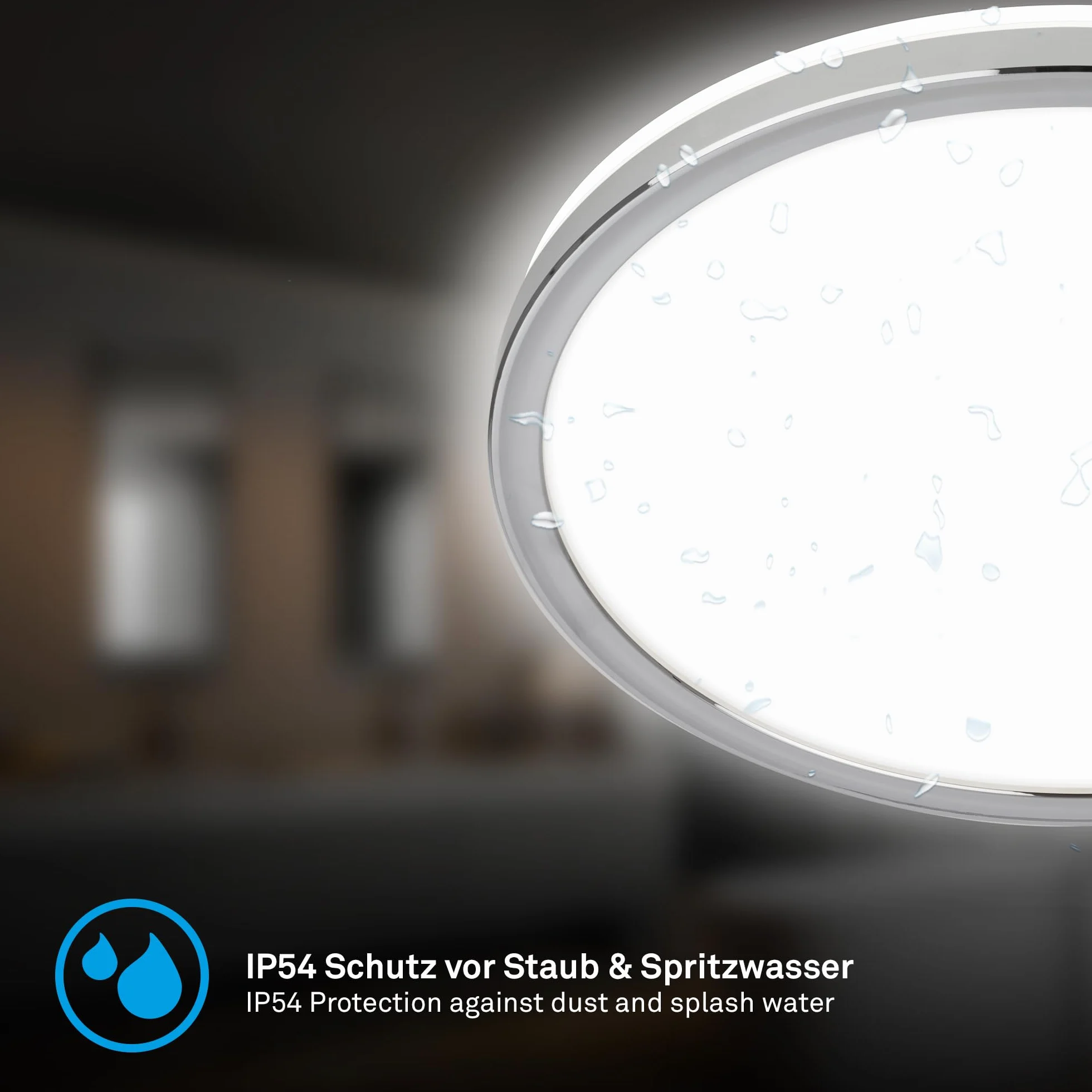 BRILONER Plafon LED techo baño luz indirecta IP54 29,3x2,8 cm cromo