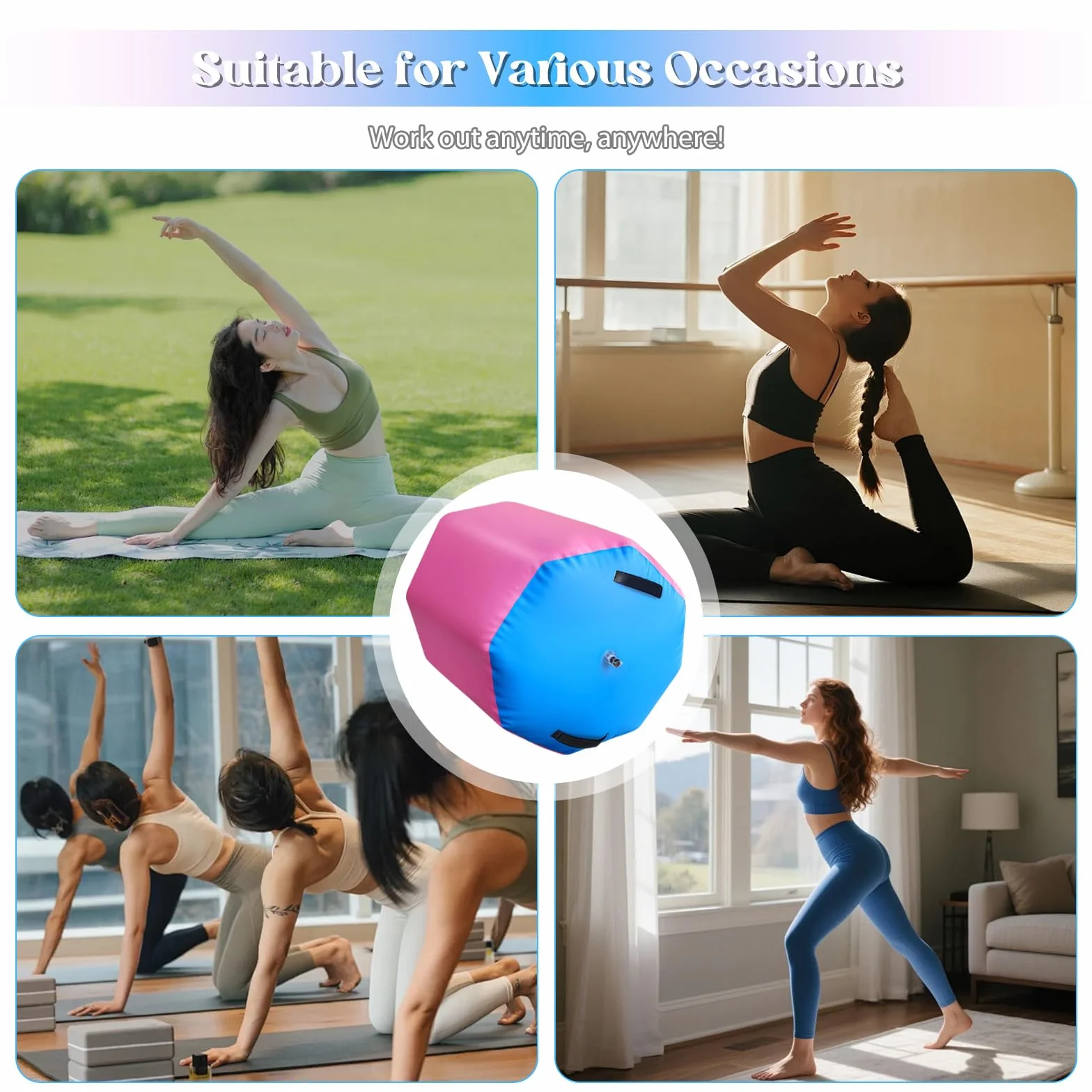 Rollo de aire inflable de PVC para yoga fitness con bomba