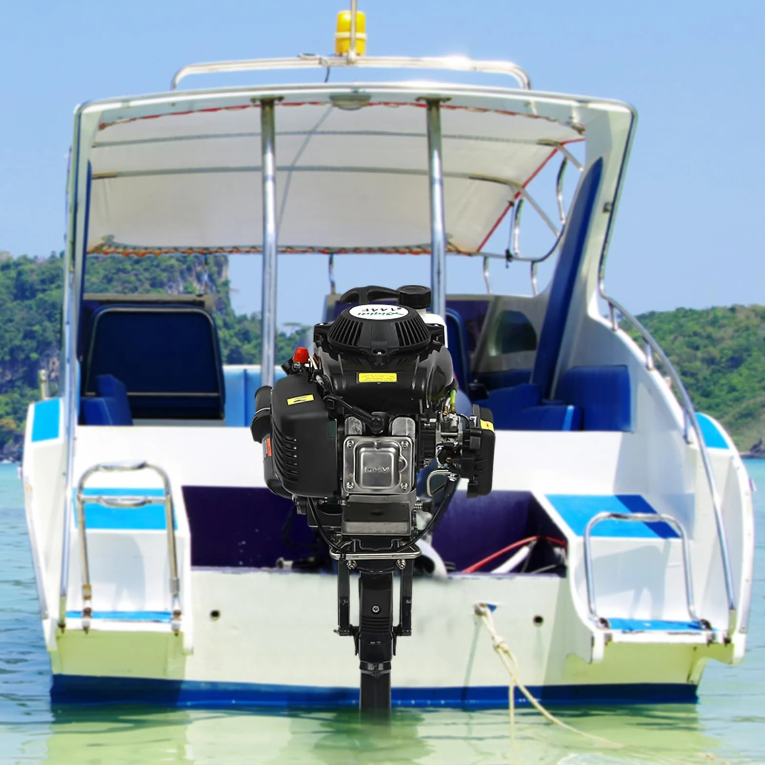 Motor fueraborda de 4 tiempos, motor fueraborda de gasolina 3HP, motor fueraborda de gasolina, arranque y refrigeración por aire, para botes hinchables, barcos de pesca, veleros