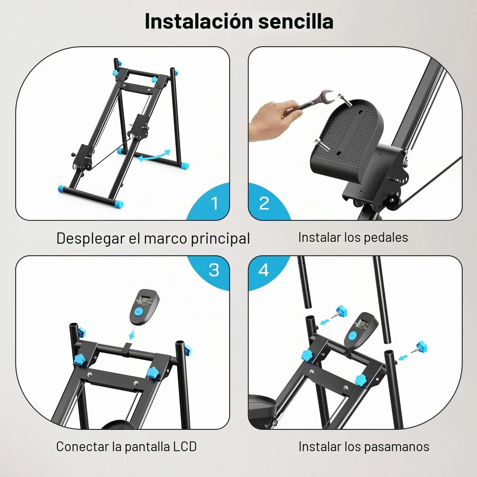 2025 Nueva escaladora para el hogar, escalador vertical Stairmaster para entrenamiento de cuerpo entero, escalador de cardio plegable compacto con ancho de paso ampliado, manillar ajustable y pedales