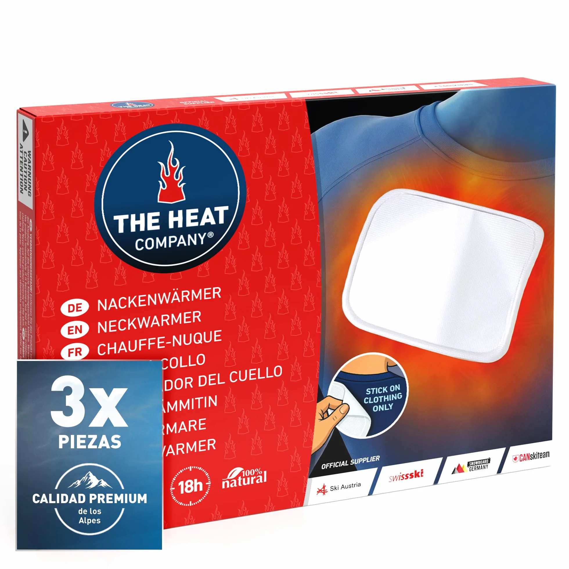 THE HEAT COMPANY Calentador del Cuello 3 piezas 18 horas de calor adhesivo instantáneo activado por aire