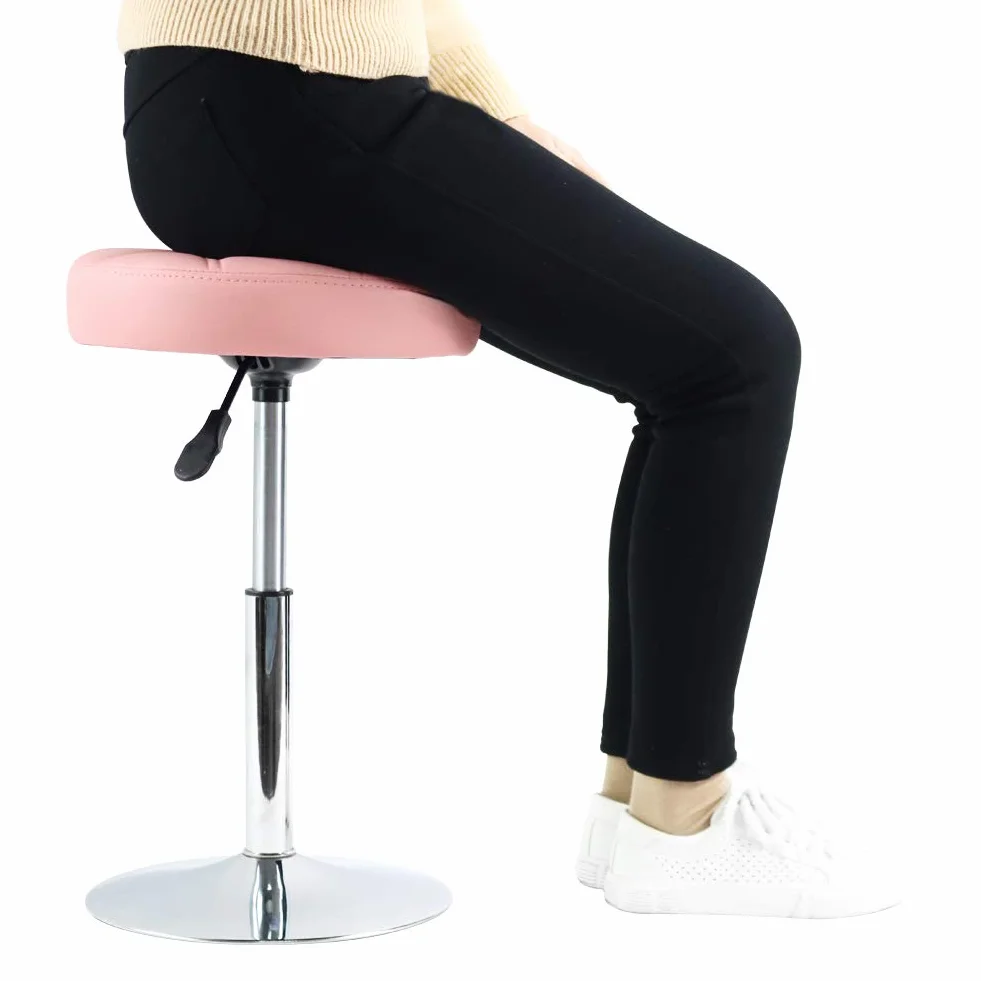 FURWOO Round Salon Massage Silla Giratorio de Trabajo para Barbería Beauty Salon (Rosa)