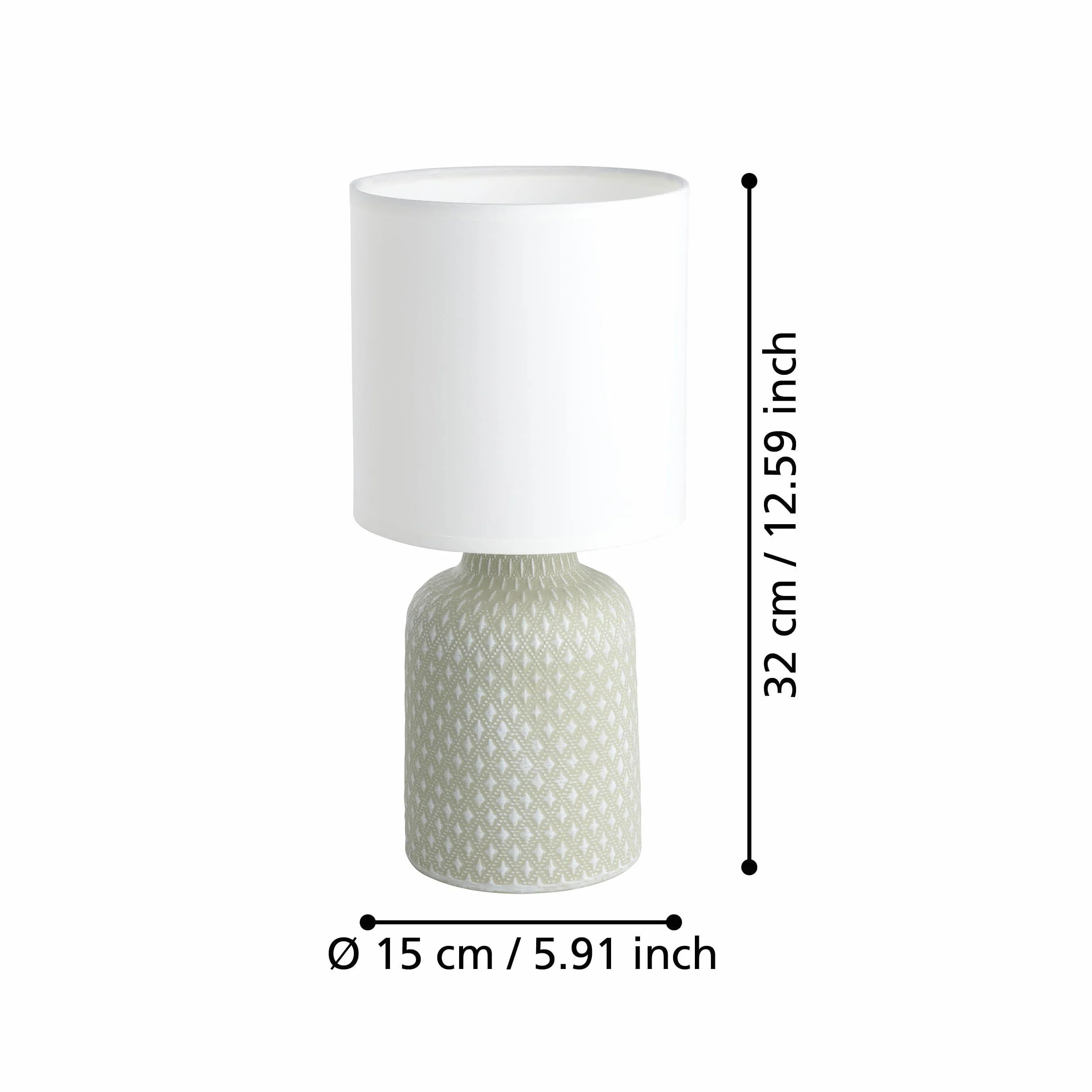 Eglo Bellariva Lámpara de mesa cerámica gris textil blanco E14
