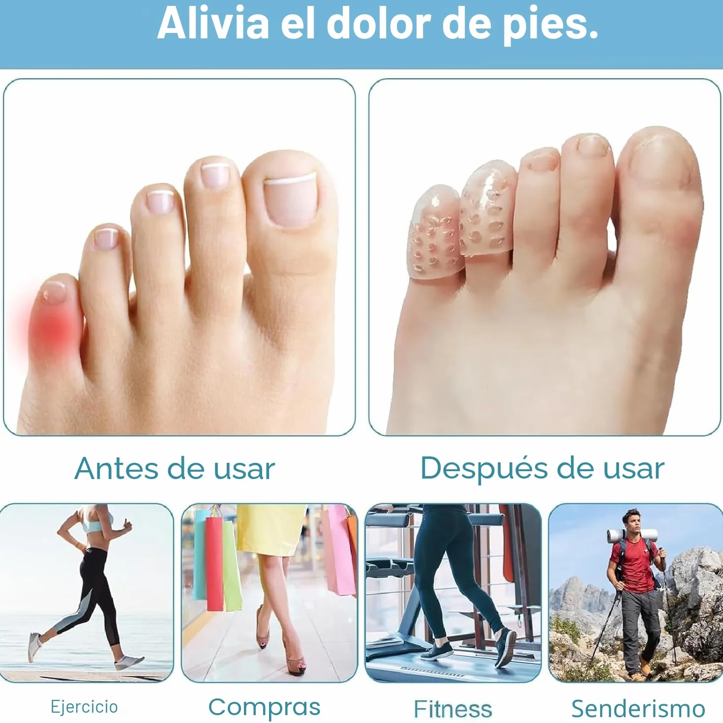 Protección de Dedo Del Pie Transparente, Silicona Transpirable para Caminar y Correr