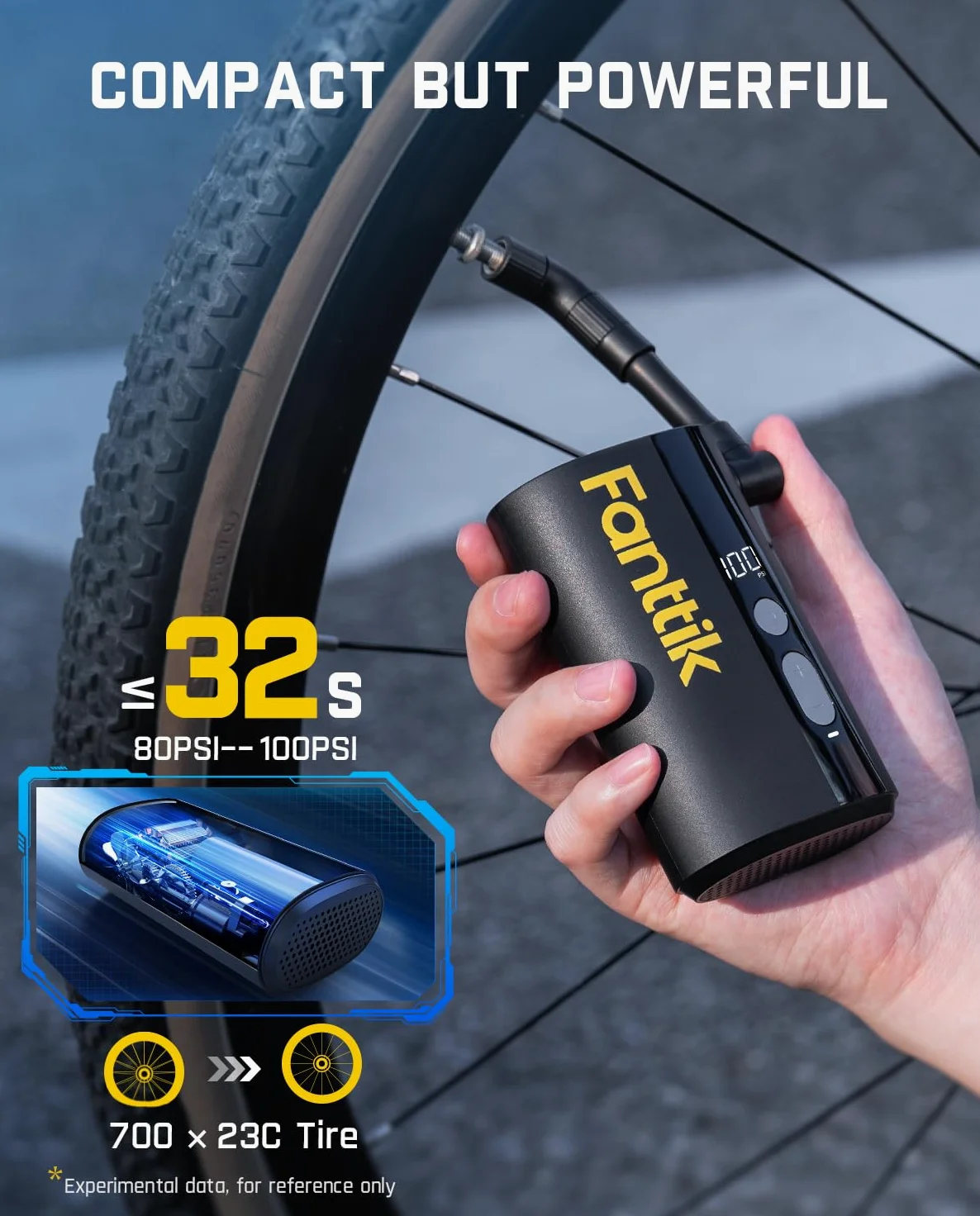 Bomba para Bicicletas Fanttik X9 Ace Mini y Adaptador para Manguera de Aire