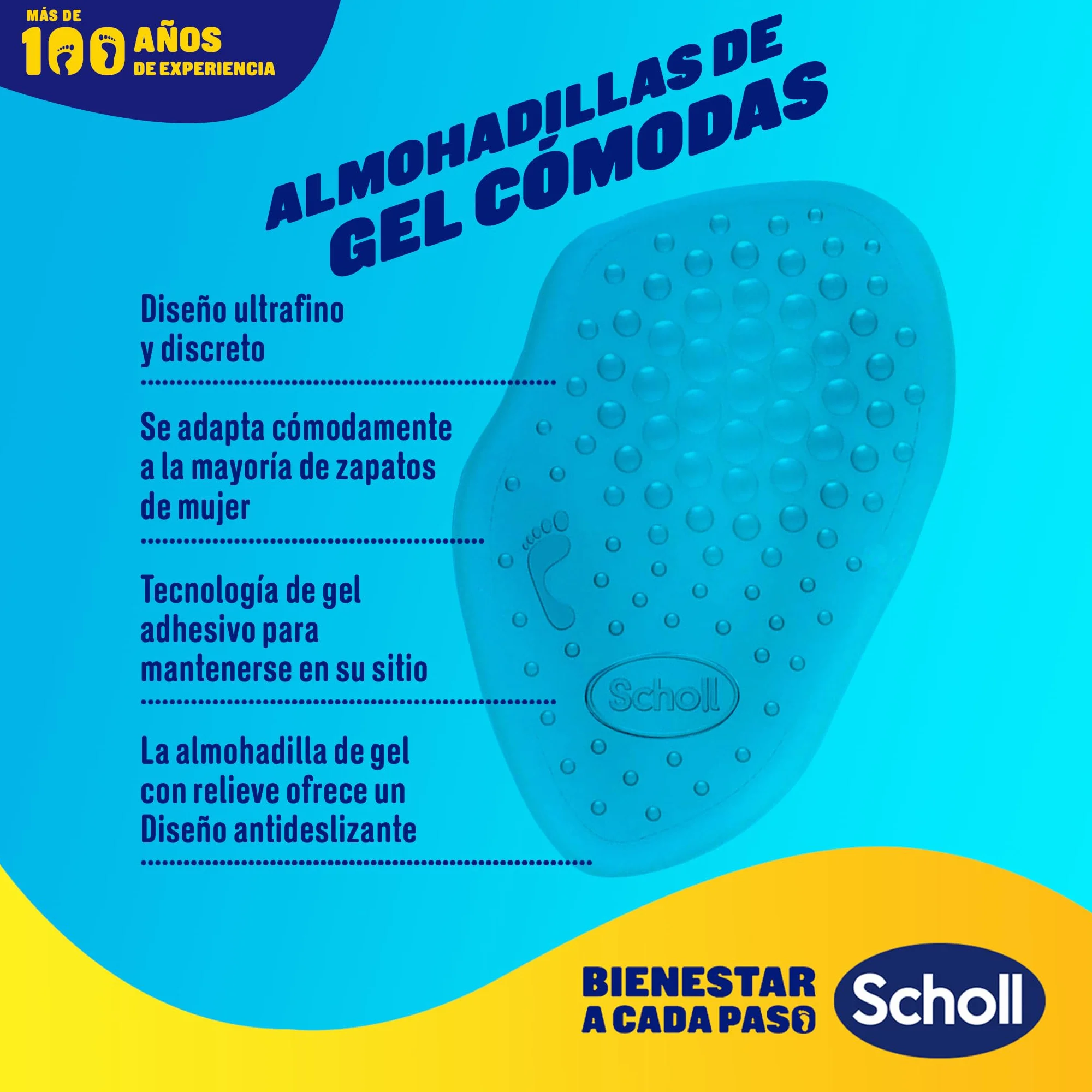Scholl Party Feet Almohadillas Plantares Gel Activ, Amortiguación Protección Planta Pie, 2 Unidad