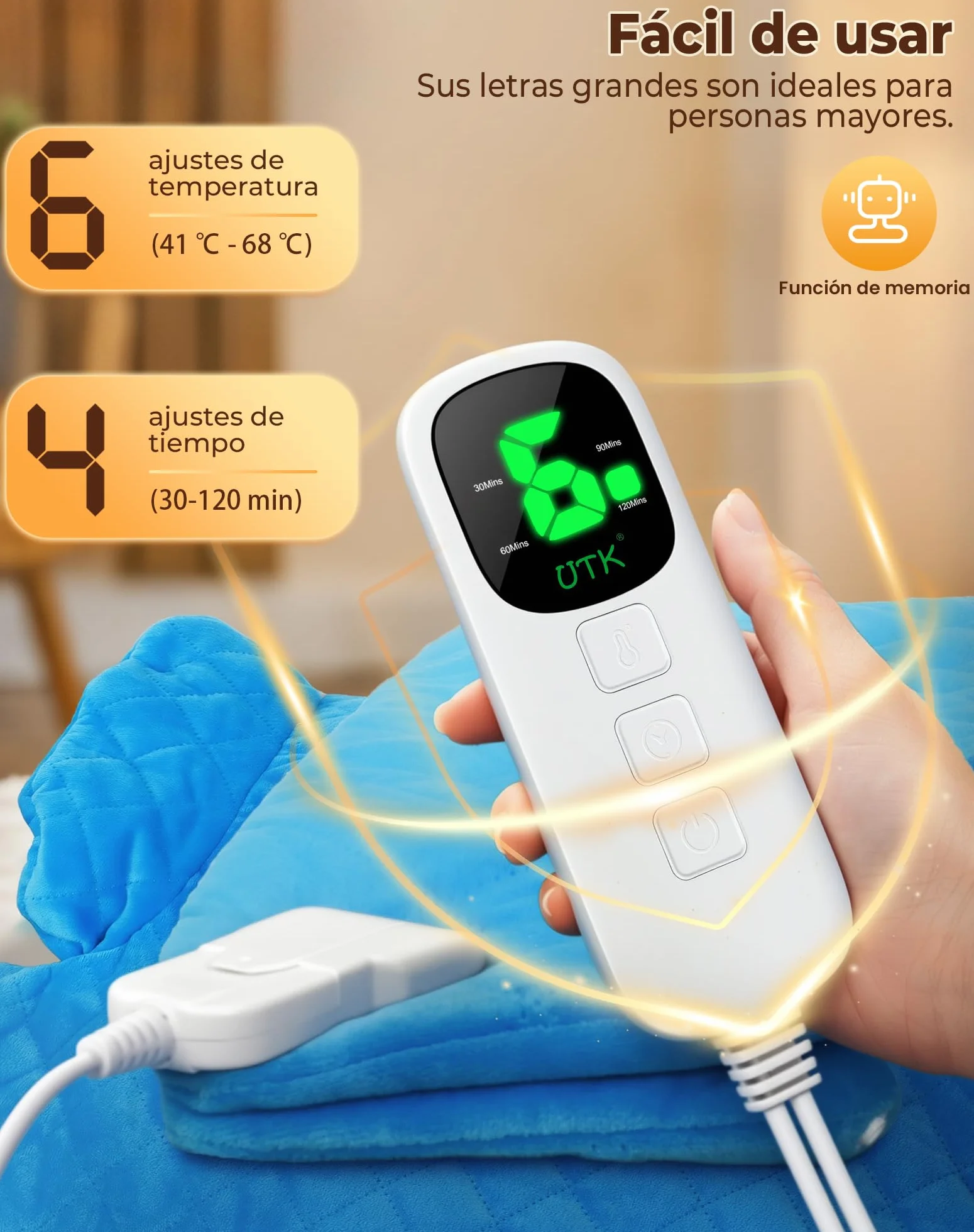 UTK Manta Eléctrica Espalda Y Cuello, Hasta 70 °C Manta Eléctrica, Alivio Profundo Del Dolor, Manta Eléctrica Cervical, 6 Niveles De Calor, Aliviar La Tensión Muscular, Regalos San Valentín Mujer