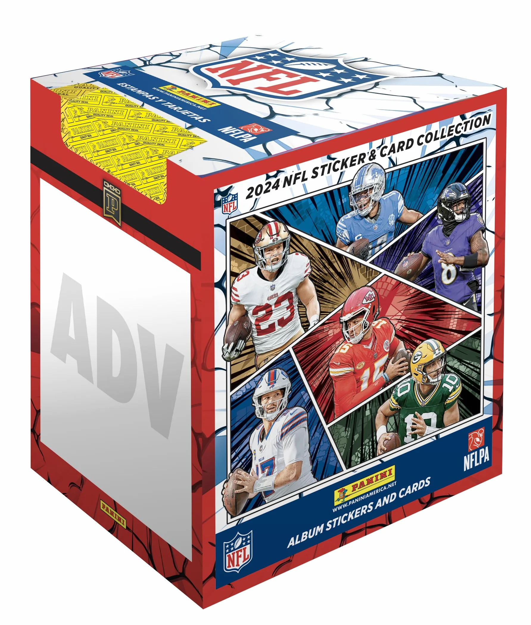 Caja de colección de calcomanías de la NFL 2024-25 (50 paquetes, 250 calcomanías)