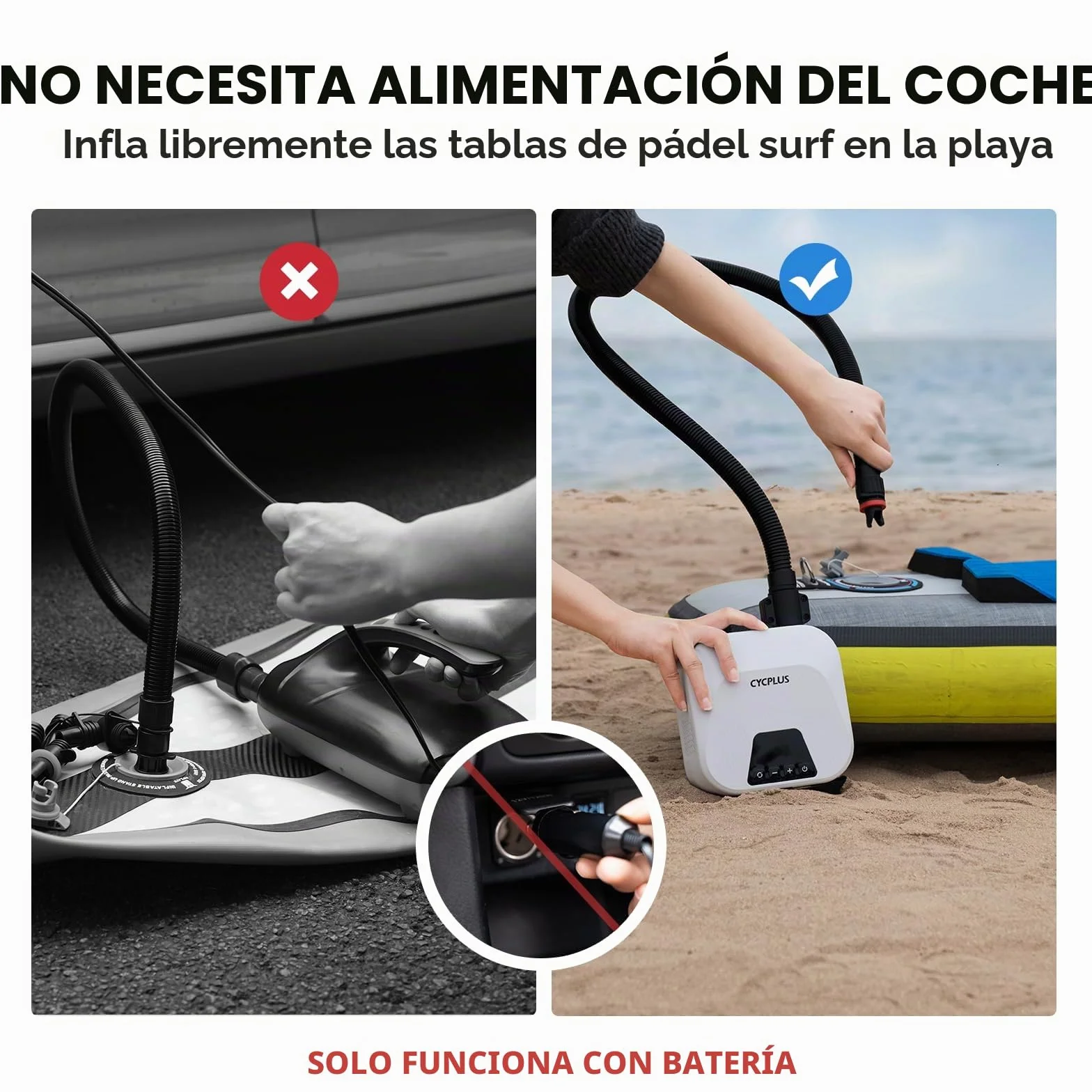 CYCPLUS Bomba de Aire Inteligente 20PSI para Sup, con Batería Recargable y Función de Inflado/Desinflado Inteligente. Ideal para Tablas de Paddle, Cometas, Tiendas de Campaña y Colchones