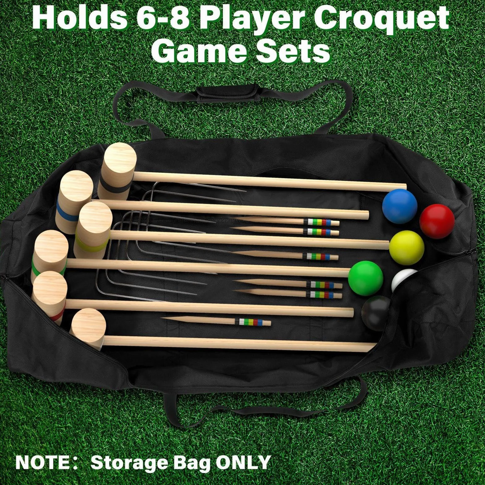 Croquet, bolsa de almacenamiento de croquet, bolsa de equipaje con cremallera, organizador de dispositivos deportivos, crocket de viaje para exteriores