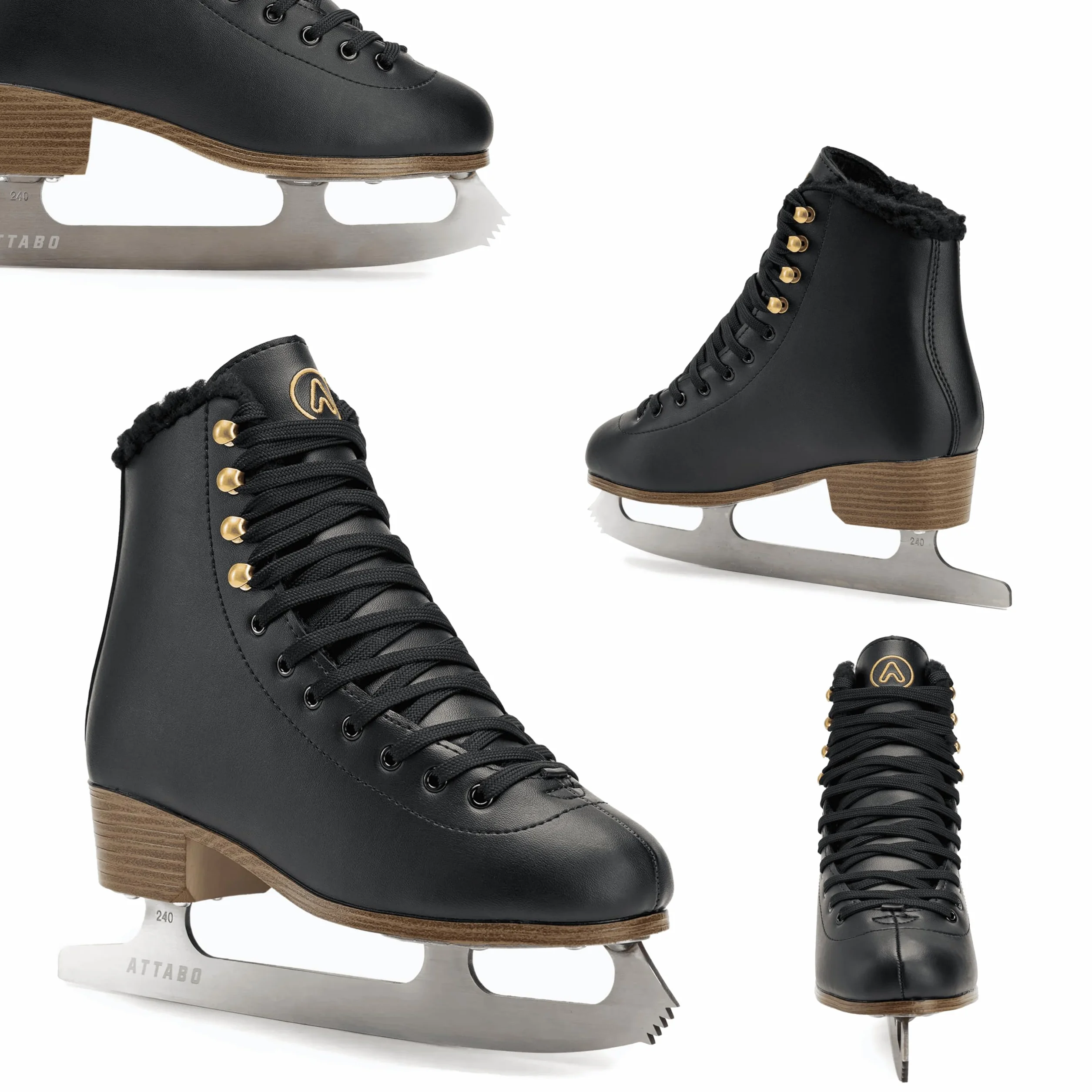 Patines de Hielo Artísticos para Niños Isla 31-36 EU Cuchilla de Acero Inoxidable Negro|Rosa