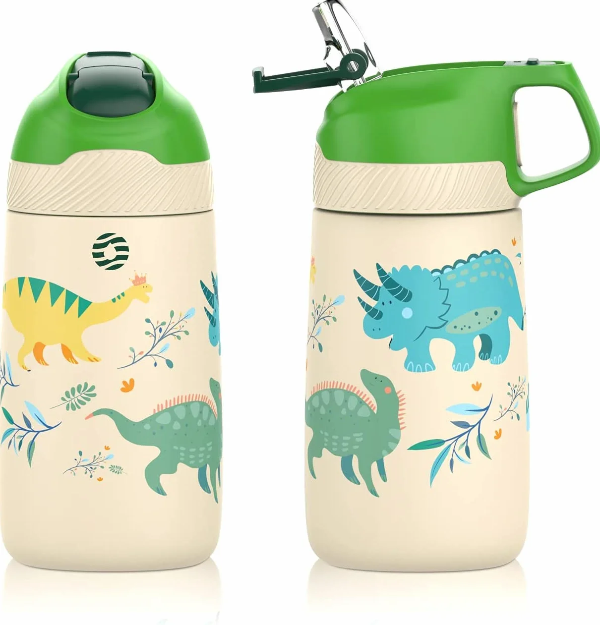 FEIJIAN Botella Agua Acero Inoxidable Niños Sin BPA/Sin Fugas, 350/400ML Botella Termica con Pajita Doble Pared, Botellas de Frío/Caliente Reutilizable para Colegio