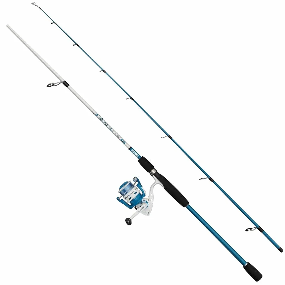 Mitchell Neuron SW II Combo de caña y Carrete para Calamar | Set de Pesca de Calamar en Agua Salada | Carrete con 1+1 roientos | Cuerpo de Grafito | Preenrollado |3000 | 2,10 m | 10-30 g