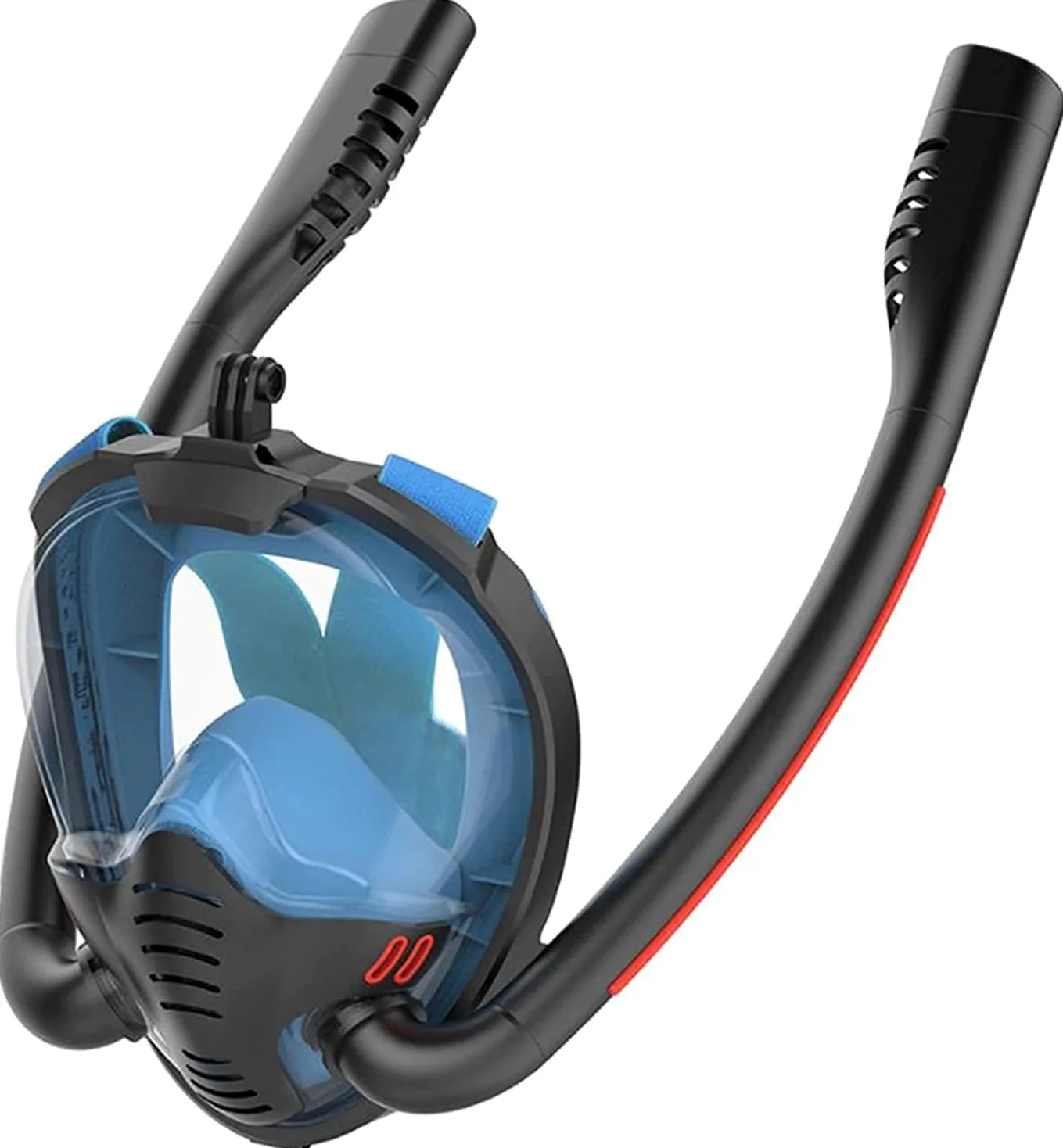 Máscara De Snorkel para Adultos Y Niños, Máscara De Buceo Doble De Cara Completa Antivaho, Equipo De Respiración Subacuática para Natación.（Color 02-L）