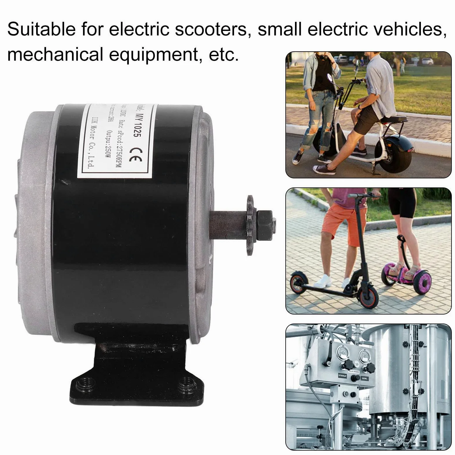 Motor Eléctrico, Alta Velocidad y Alta Eficiencia Motor CC 12V 250W Aluminio para Scooters Urbanos, Recreación y Desplazamientos Diarios