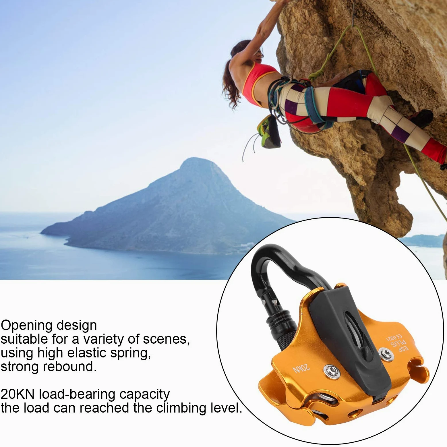 HERCHR Polea De Escalada, Sistema De Polea Doble Polea De Escalada 20KN Herramienta De Transporte De Rodamiento De Carga Antideslizante Fuerte para Aparejos Escalada En Roca Montañismo