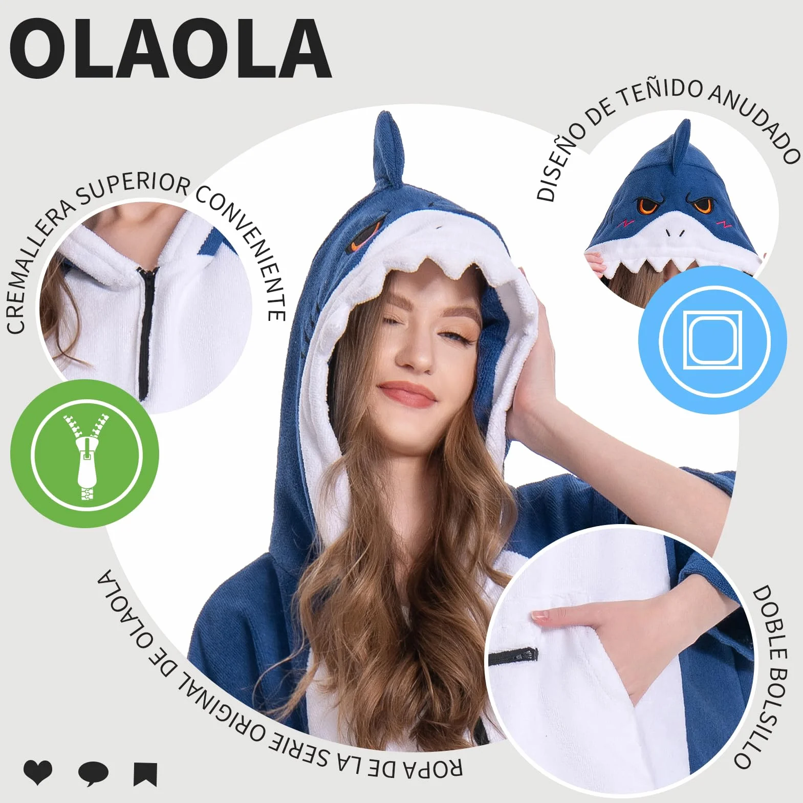 OLAOLA Poncho de Surf Adultos Toalla Microfibra Capucha Bolsillo Secado Rápido Playa Natación