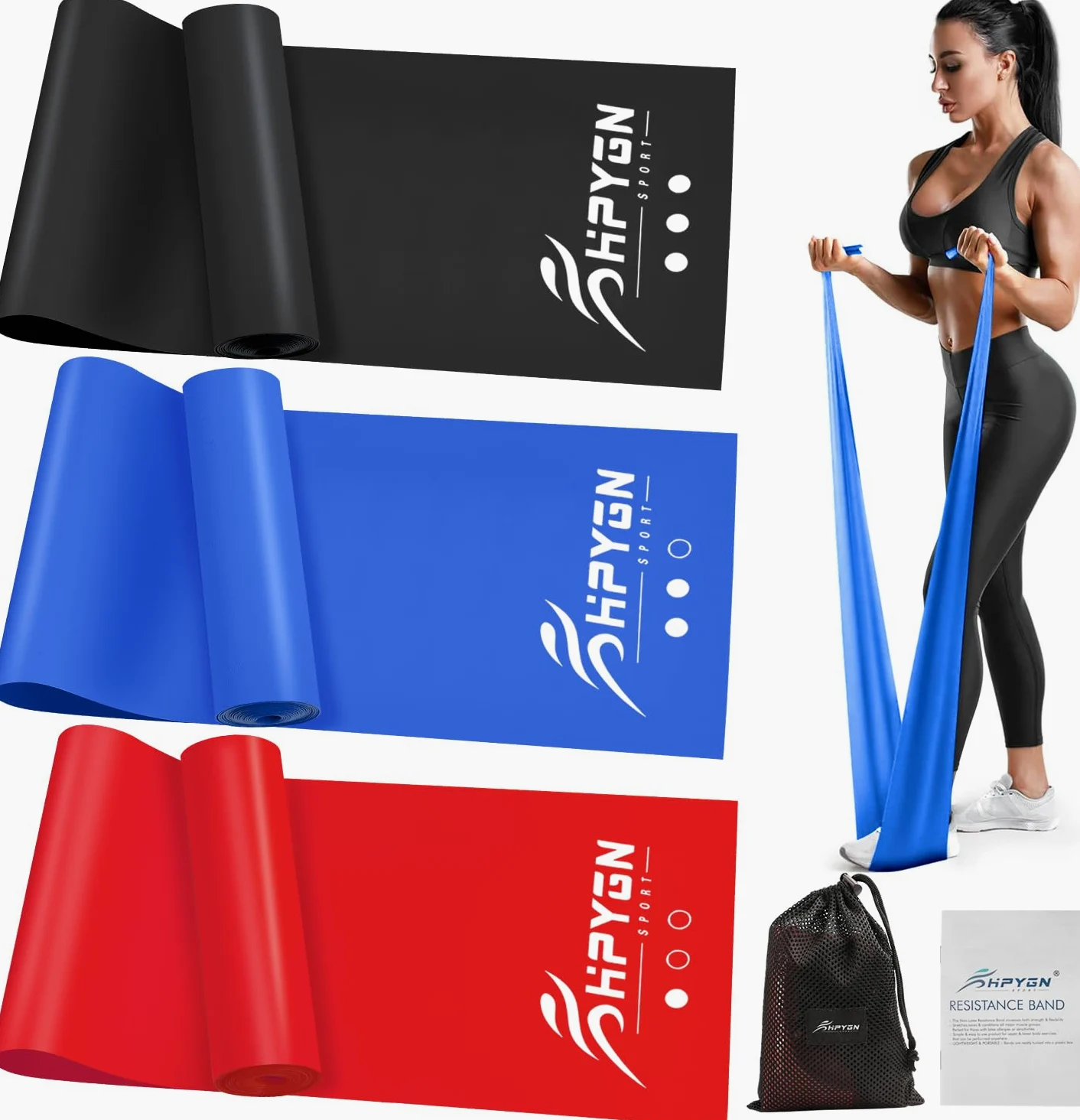 Bandas de resistencia, juego de bandas elásticas para recuperación, terapia física, yoga, pilates, rehabilitación, fitness, entrenamiento de fuerza, bandas elásticas, entrenamientos en casa, bandas de