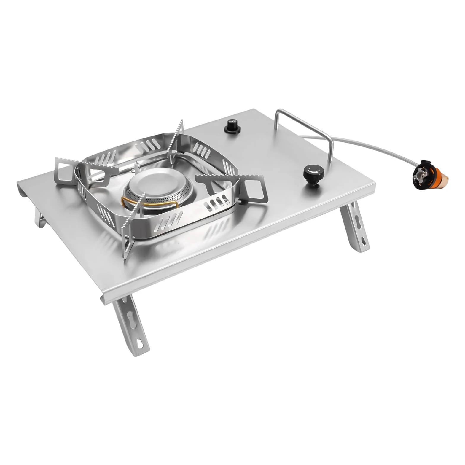 Hornillo de camping de gas plegable de 2600 W, hornillo de gas portátil con encendido piezoeléctrico, resistente al viento, quemador ajustable, incluye bolsa portátil para pícnic al aire libre,