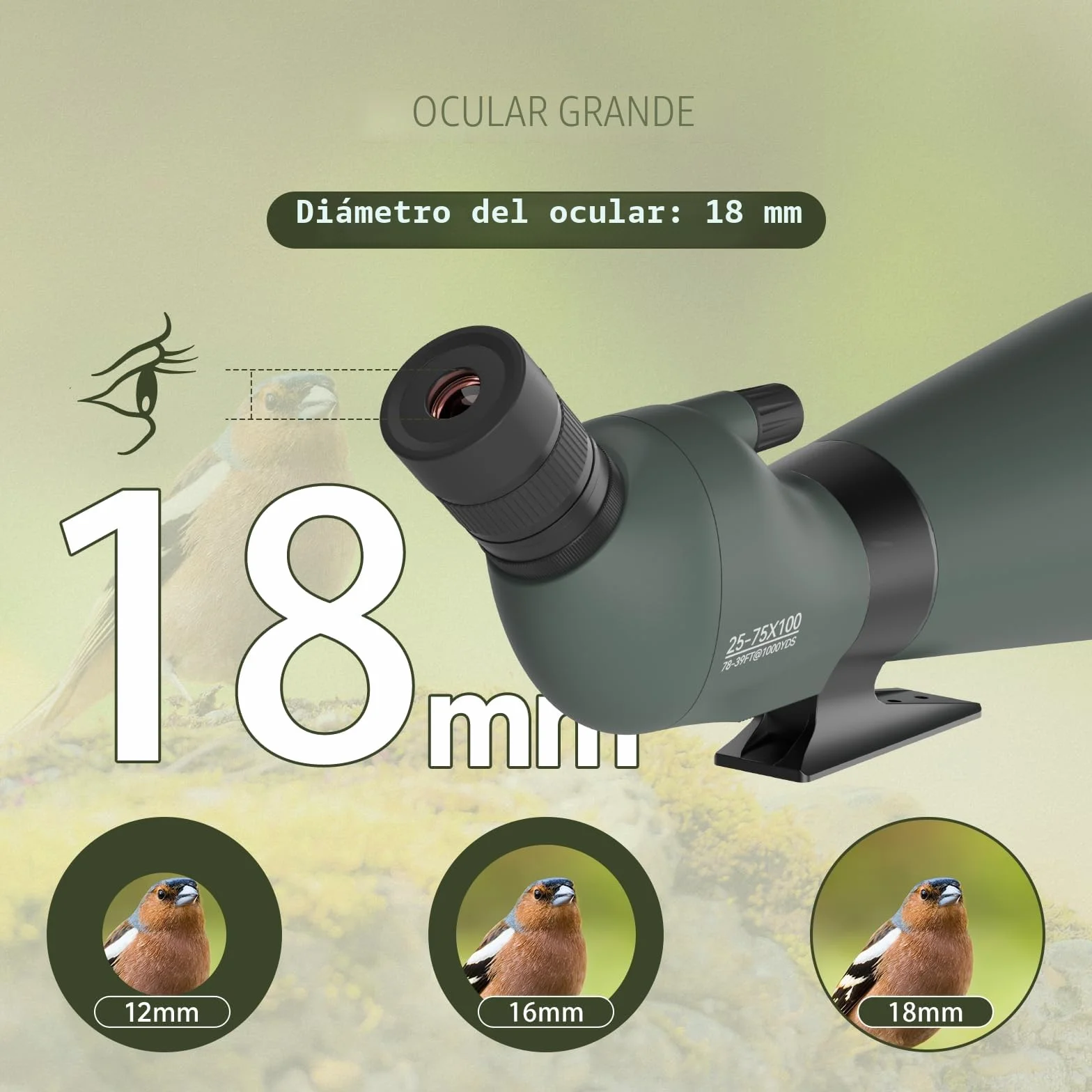 Svbony SV28 25-75x100mm Telescopio Terrestre con Trípode, Gran Campo de Visión Imágenes Claras y Brillantes, HD Bak4 FMC Telescopio Terrestre con Adaptador, para Tiro al Blanco, Observación de Aves