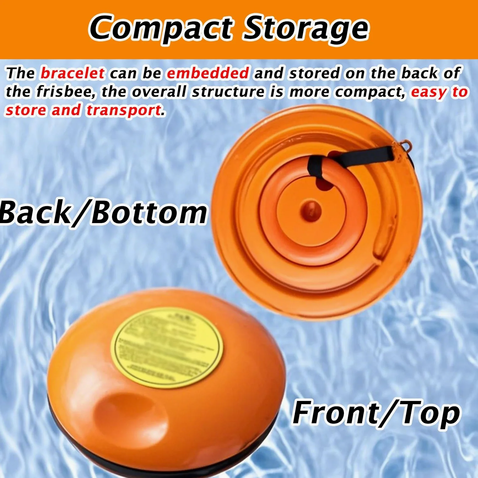 frisbee de rescate Frisbee De Rescate Para Ahogados, Frisbee Salvavidas Para Niños, Naranja De Alta Visibilidad, Dispositivos De Rescate Para Piscinas, Larga Distancia Con Cuerda De 40 M, Plástico ABS