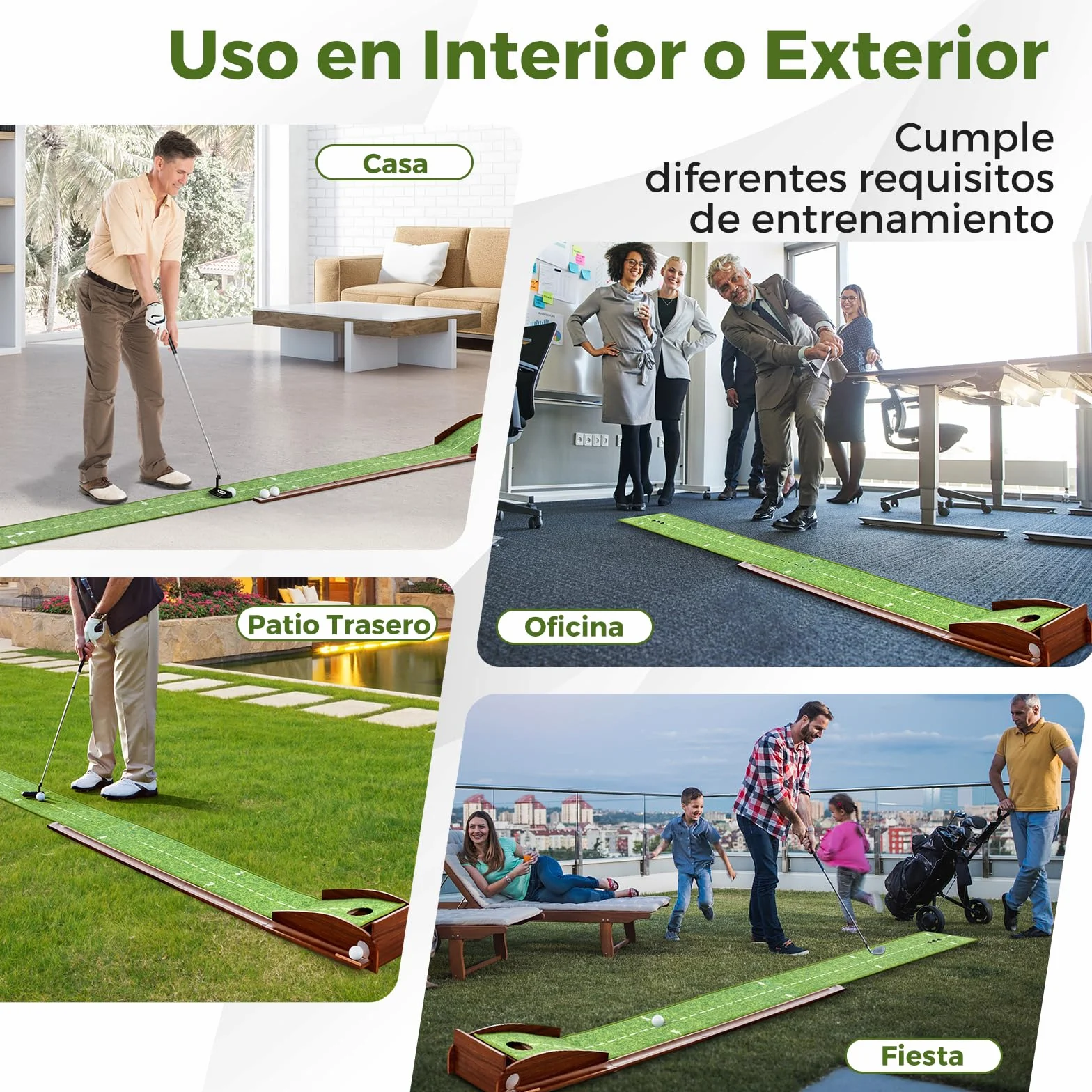 COSTWAY Mini Golf, Alfombra de Putting de Entrenamiento de Golf Interior y Exteriores, 1/2/3 Tamaños De Orificios, Retorno automático de la Bola, 3 Pelotas, Cesped de Minigolf (1 Orificio)