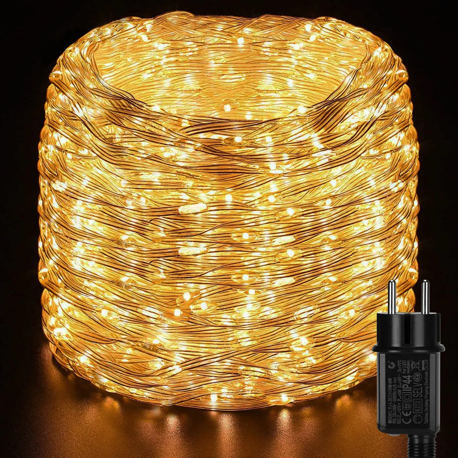 GlobaLink Tubo LED Navidad Exterior 1000LEDs 50M IP44 Impermeable Tira Luces PVC Blanco Cálido