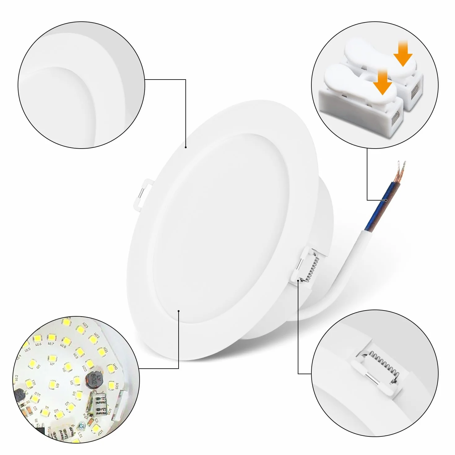 LVWIT Downlight LED Techo Empotrable 8W 4000K 880Lúmenes Ø123mm IP44