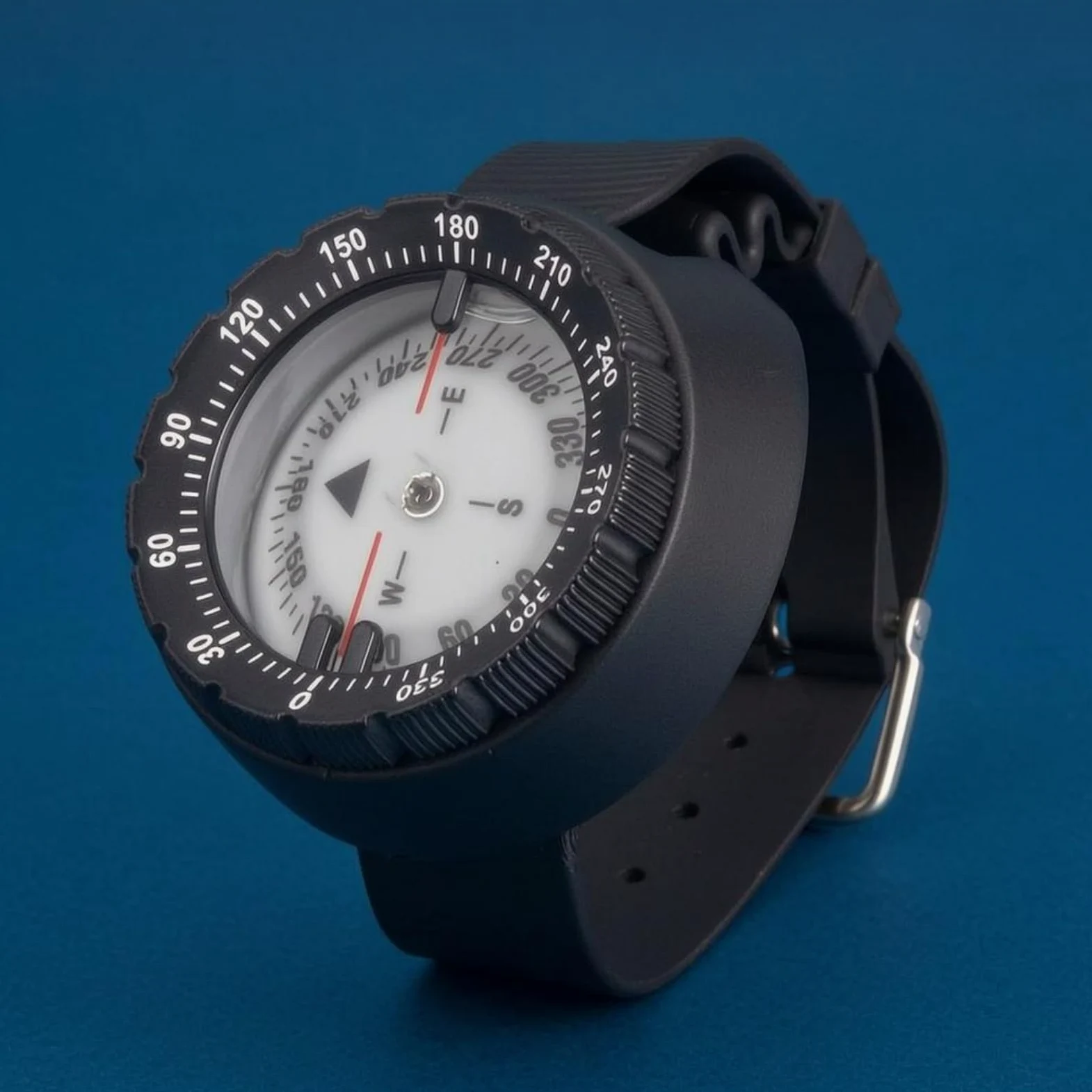 LOVIVER Brújula de Buceo Reloj Brújula Instrumento de Navegación Bisel Moleteado Esfera Redonda Correa Ajustable Hebilla Metálica Material Adecuado para Buceo y Actividades Acuáticas