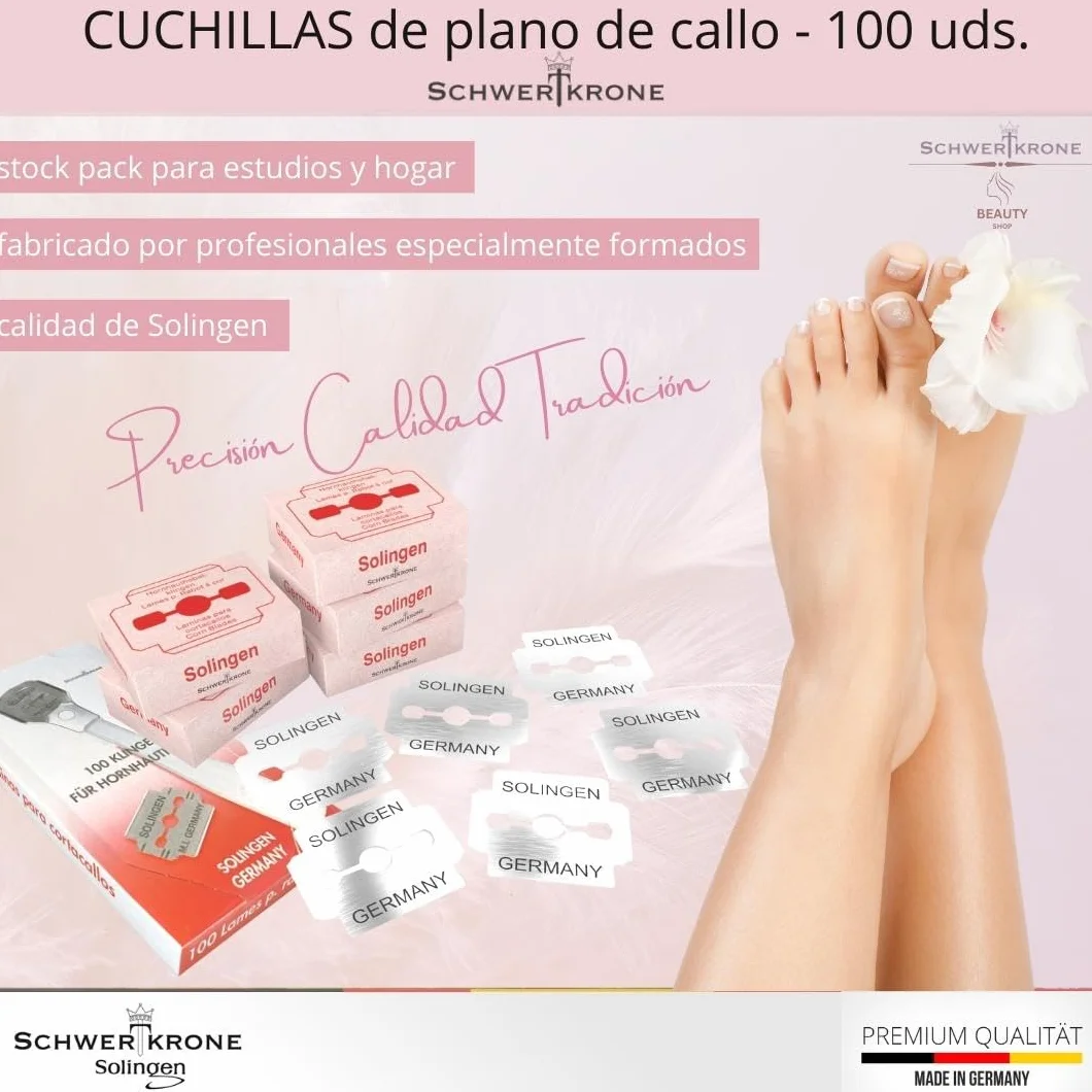 Schwertkrone Cuchillas de cepillo para callos 100 piezas