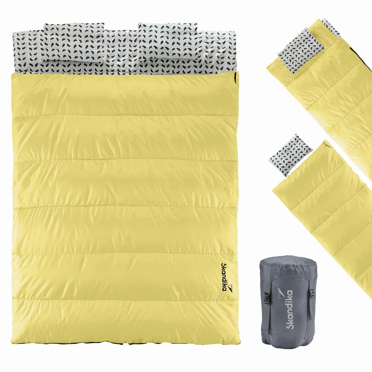 Skandika Iceland Saco de Dormir Doble XXL | Forro de polialgodón para Adultos, Separable, hasta 3°C, 220 x 150 cm | Invierno Camping Senderismo