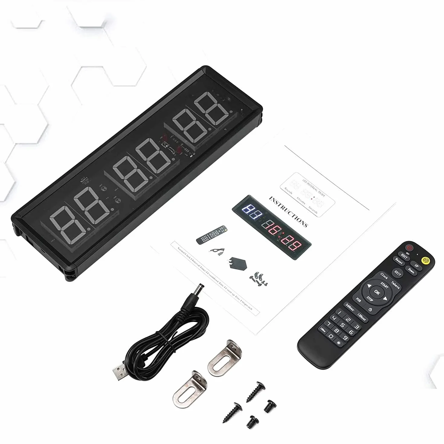 Temporizador de Gimnasio, Temporizador de Intervalo LED, Reloj de Pared con Cuenta Regresiva Digital, Reloj de 1,5 Pulgadas hacia Abajo/Arriba, CronóMetro para el Hogar