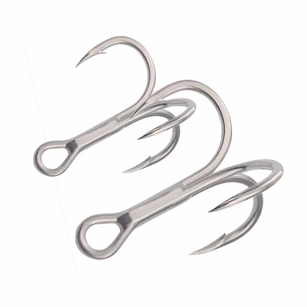 100 Uds anzuelos triples 4X Anzuelo de Pesca Fuerte Brabed Sharp Triple mar anzuelos de Pesca anzuelos de Asistencia