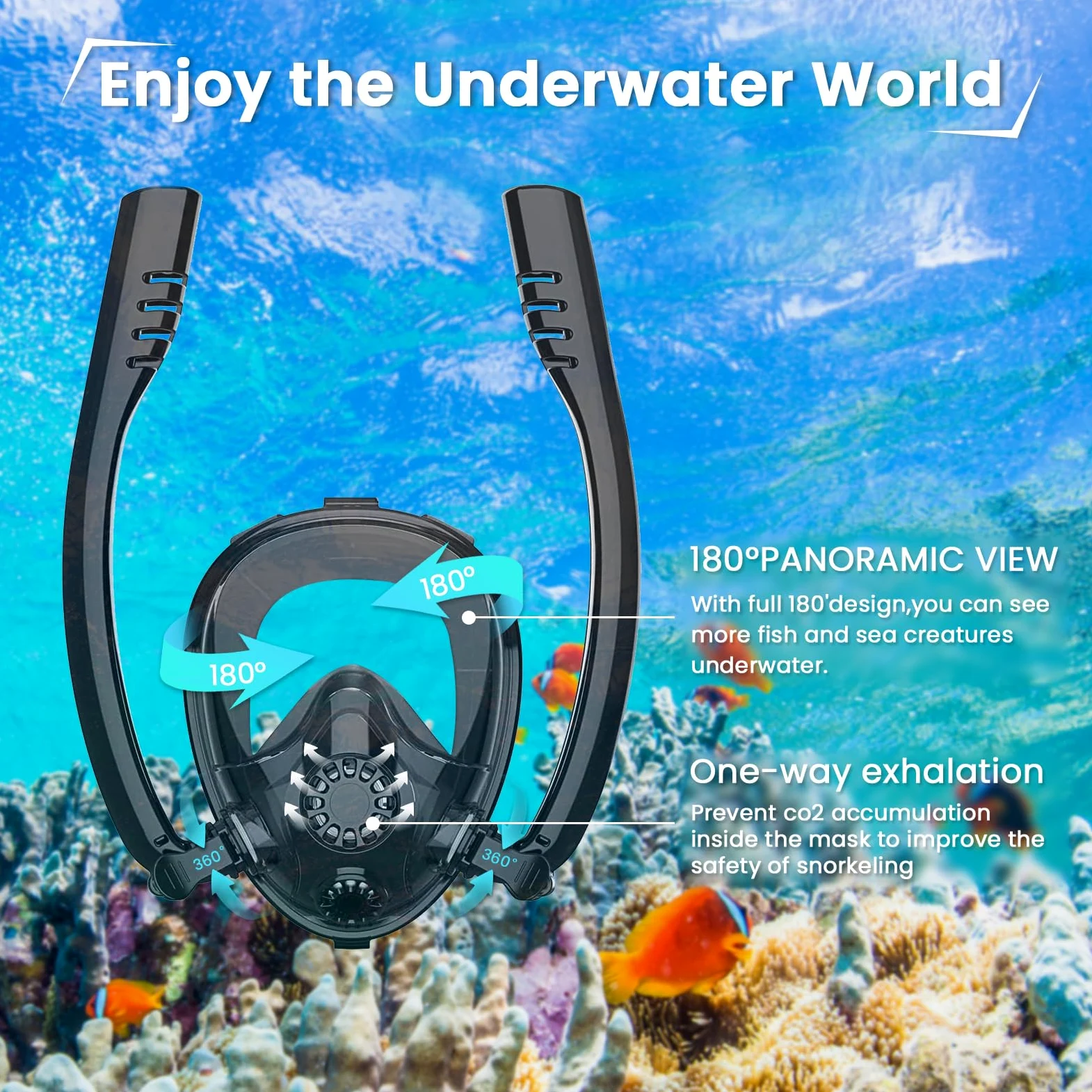 TUDIVING-Máscara de Snorkel Profesional de Cara Completa para Adultos, Equipo de natación, máscara de Buceo, máscara de Snorkel con Soporte de cámara Desmontable