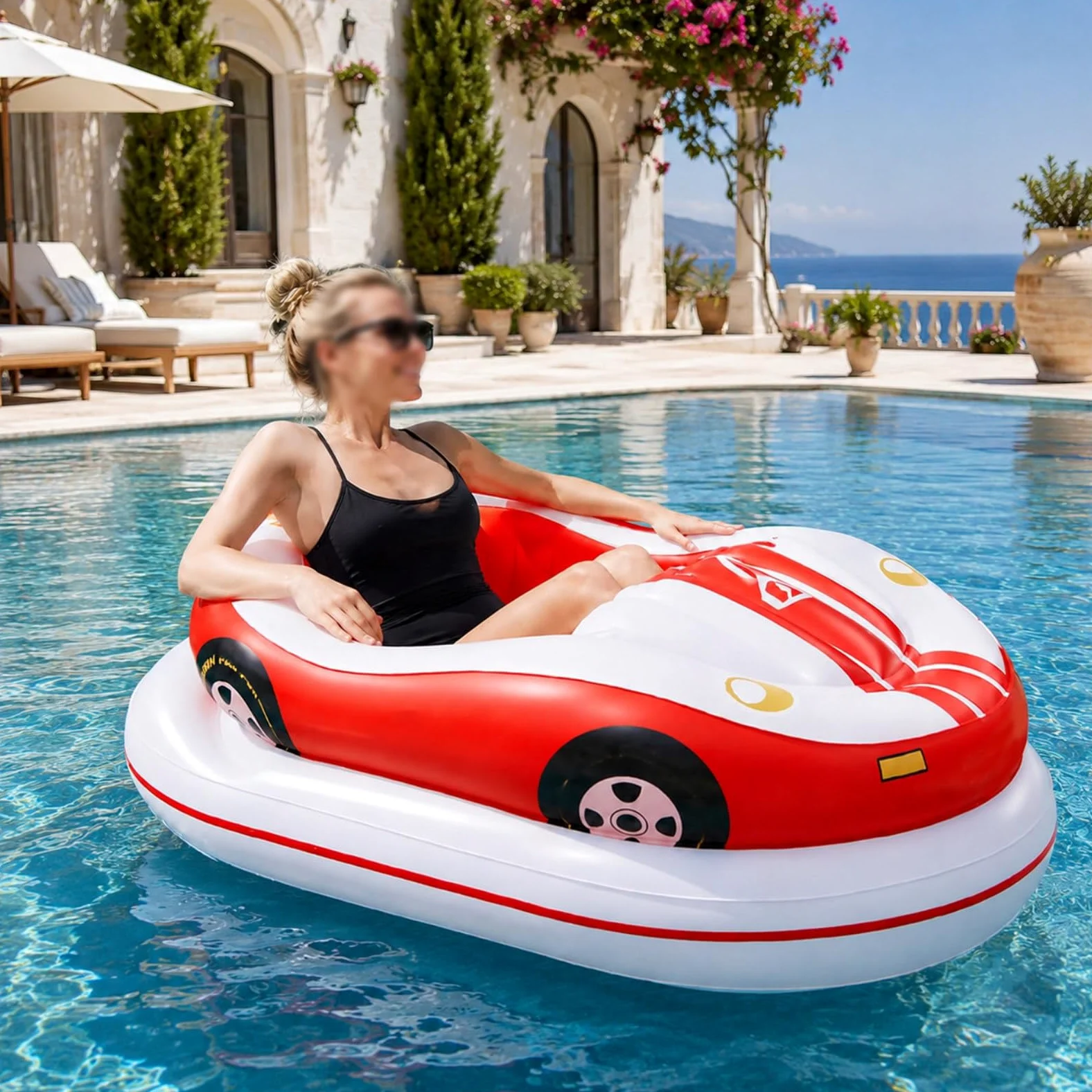 Barco Hinchable Eléctrico, Empuje 46 W, Joystick 360°, Cabina en D Red | Velocidad 2–4 km/h, 3 Cámaras, Bomba de Aire Recargable, Uso Adulto en Piscina