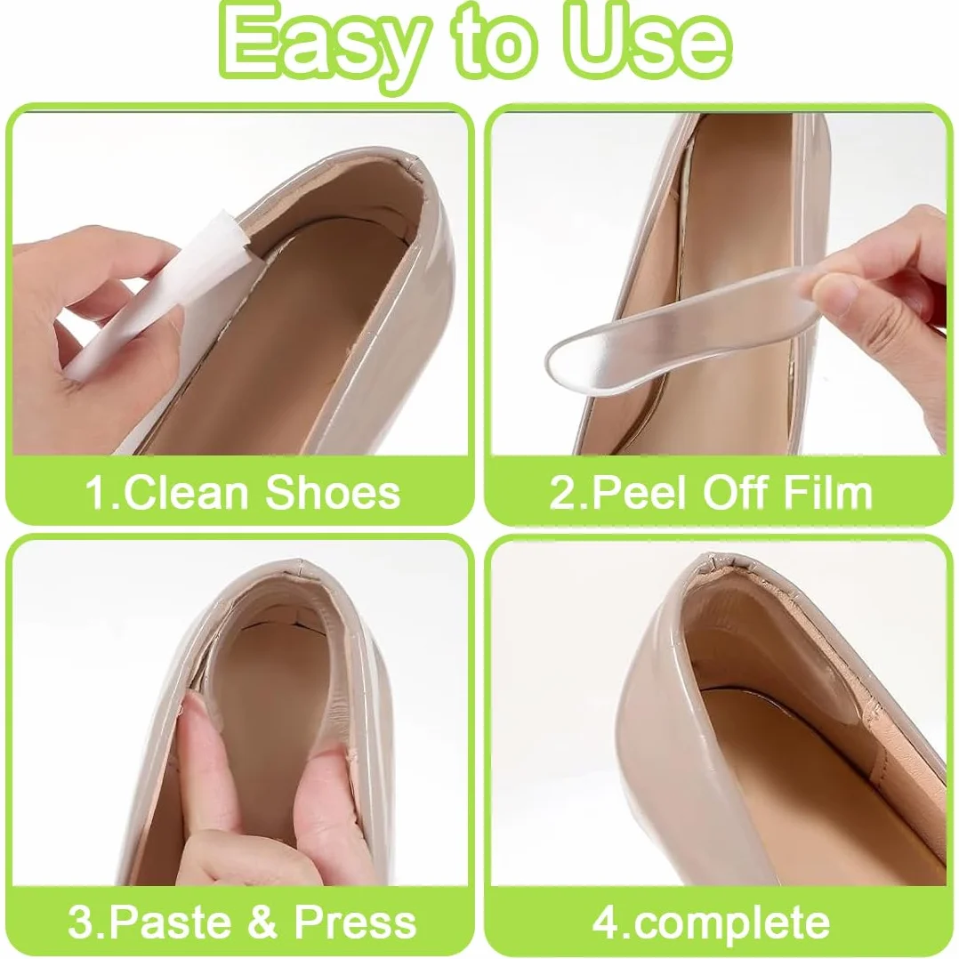 Protector de Tacones para Zapatos, Plantillas Antideslizantes de Silicona, Almohadillas para Pies de Tacones Altos (Transparente)