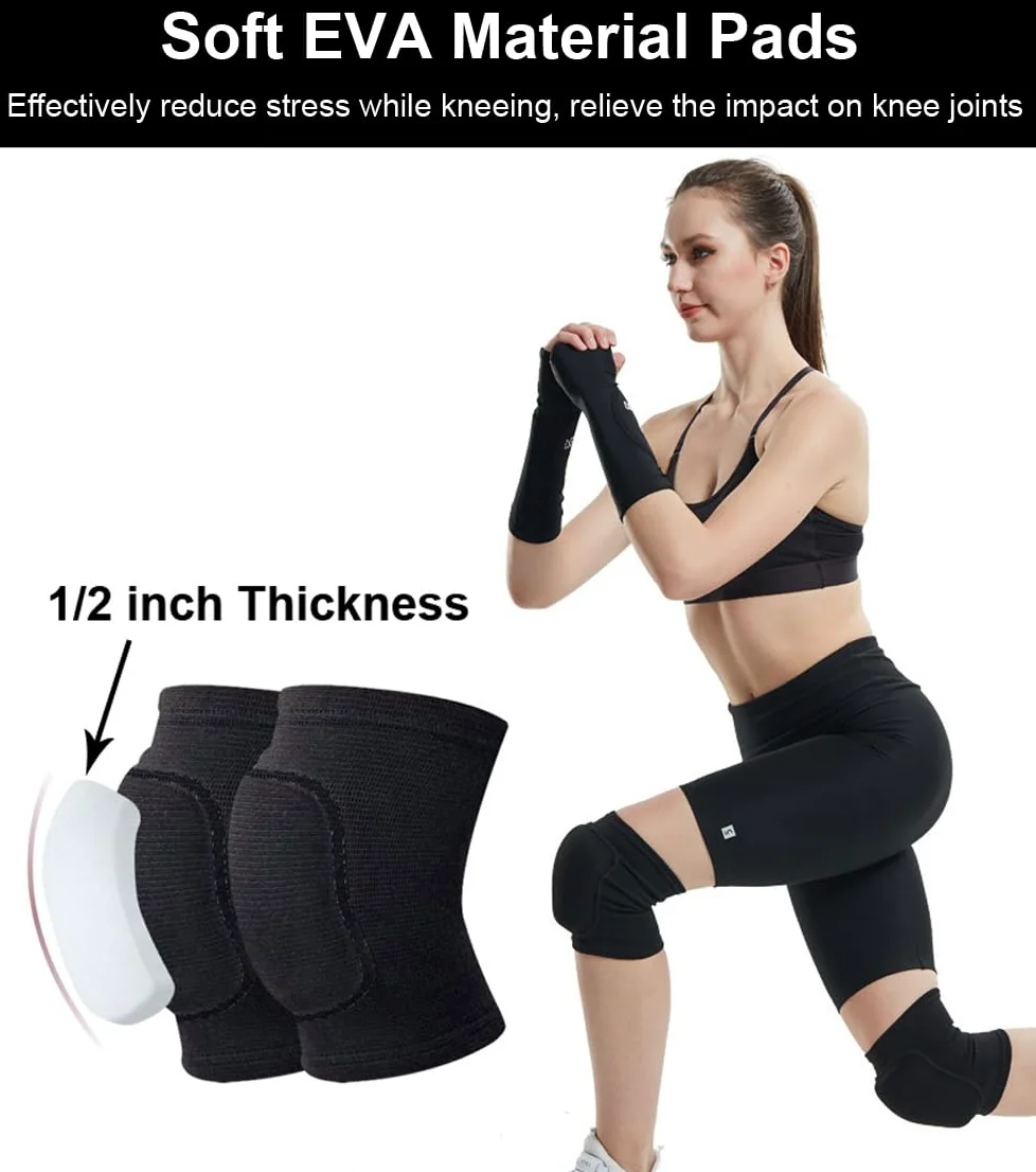 SUJAYU Rodilleras para mujeres y hombres, rodilleras de baile, rodilleras de lucha libre, rodilleras de baloncesto, voleibol, rodilleras para mujeres, rodilleras protectoras suaves para el trabajo