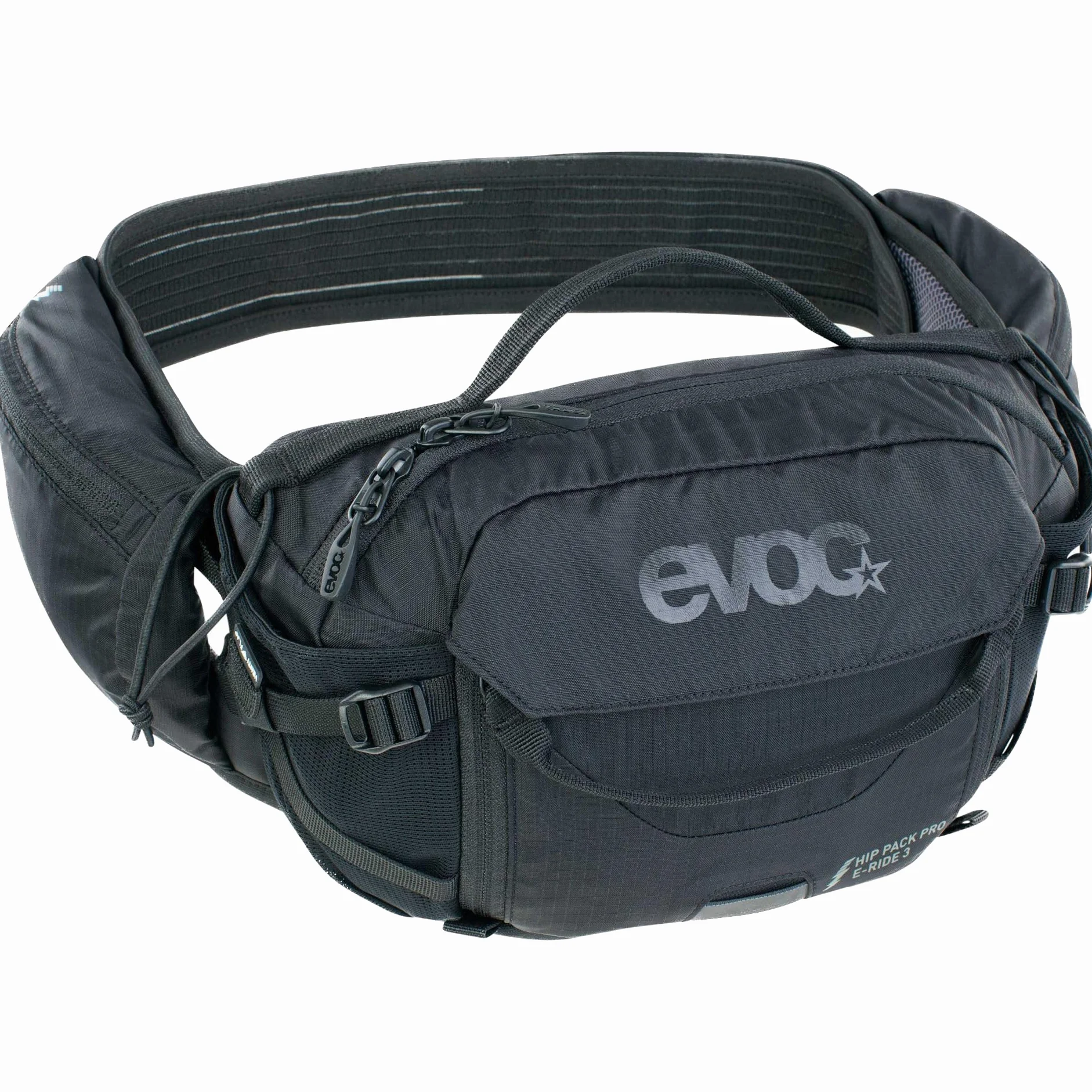EVOC Hip Pack Pro E-Ride 3 Bolsa de Cintura para recorridos y senderos en e-Bike (3L de Capacidad, Airflow Contact System, cinturón AIRO Flex, Sistema Venti Flap)