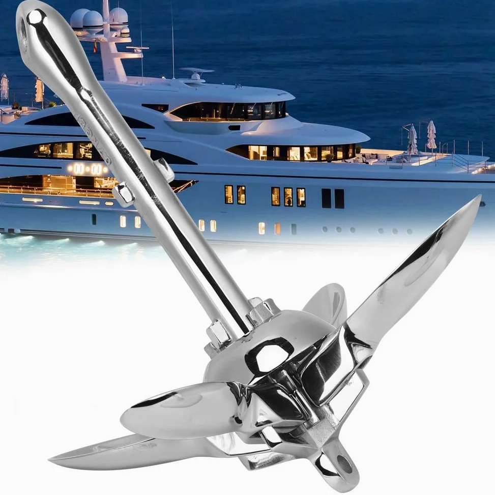 Ancla de Barco, Ancla Plegable de Acero Inoxidable 304, Ancla de Tornillo de Pilote Segura para Motos de Agua, Kayaks, pontones y embarcaciones Peque?as.