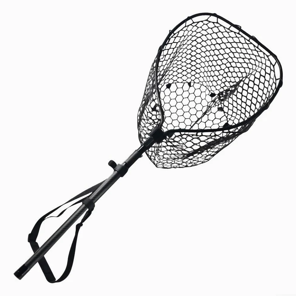 Red de aterrizaje plegable de fibra de carbono con malla suave para estanque de liberación de peces playa jardín 2,45 m