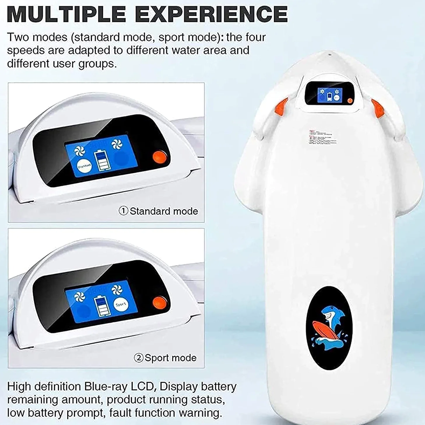 Tabla de surf eléctrica con scooter submarino inteligente, 4 niveles de velocidad, 120 minutos de batería, pantalla LCD, ideal para natación, wakeboard y bodyboard