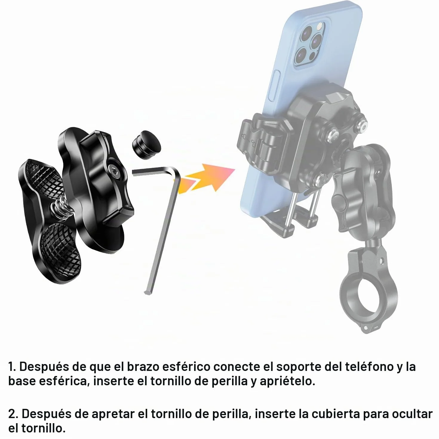iMESTOU Brazo Doble Antirrobo de 1 Pulgada para Soportes RAM Tamaño B. Adaptador de Rótula de Seguridad de Aluminio Aeronáutico con Ajuste sin Herramientas, Longitud de 2.5 Pulgadas